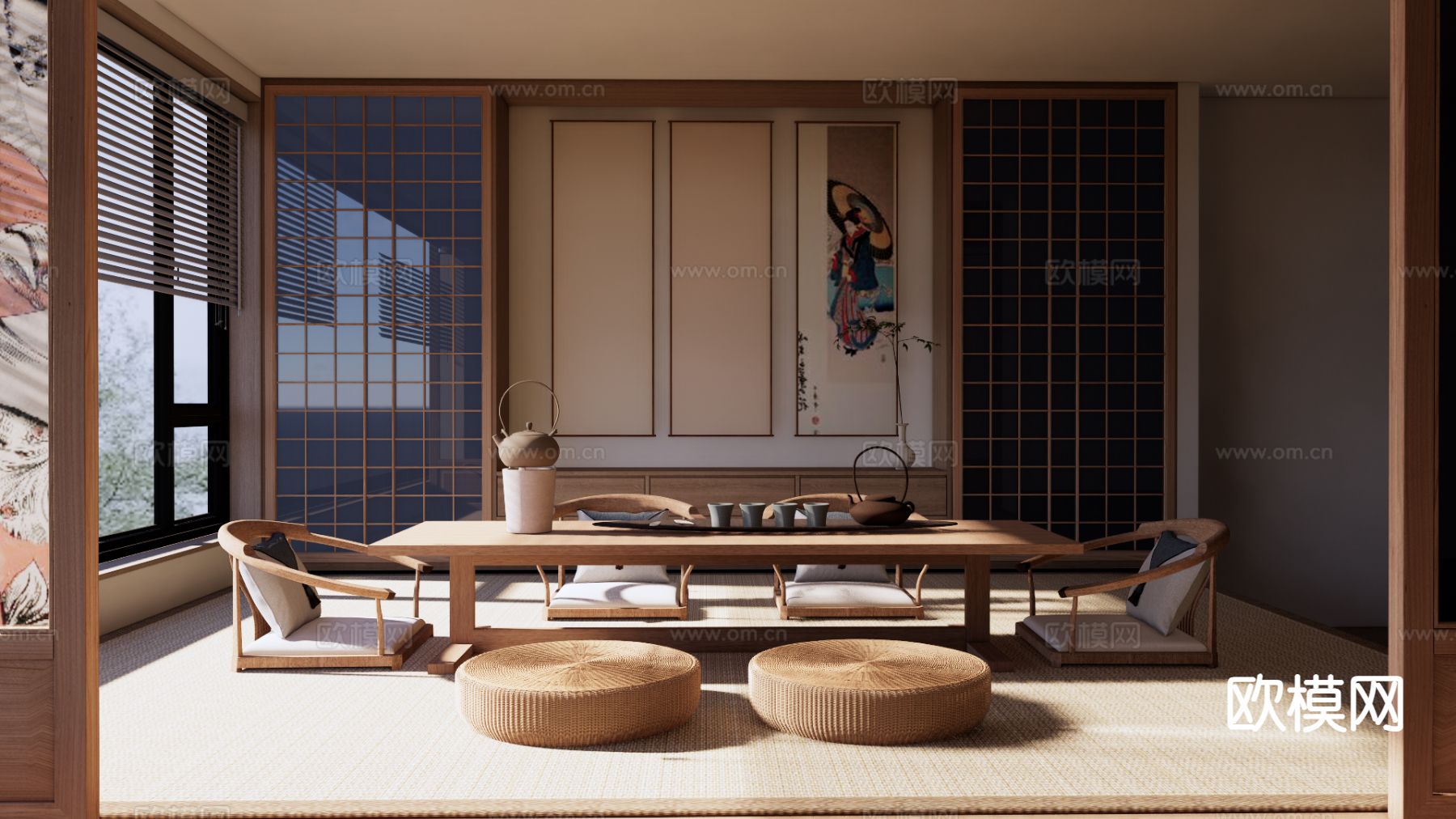 日式榻榻米茶室su模型下载（渲染图2）