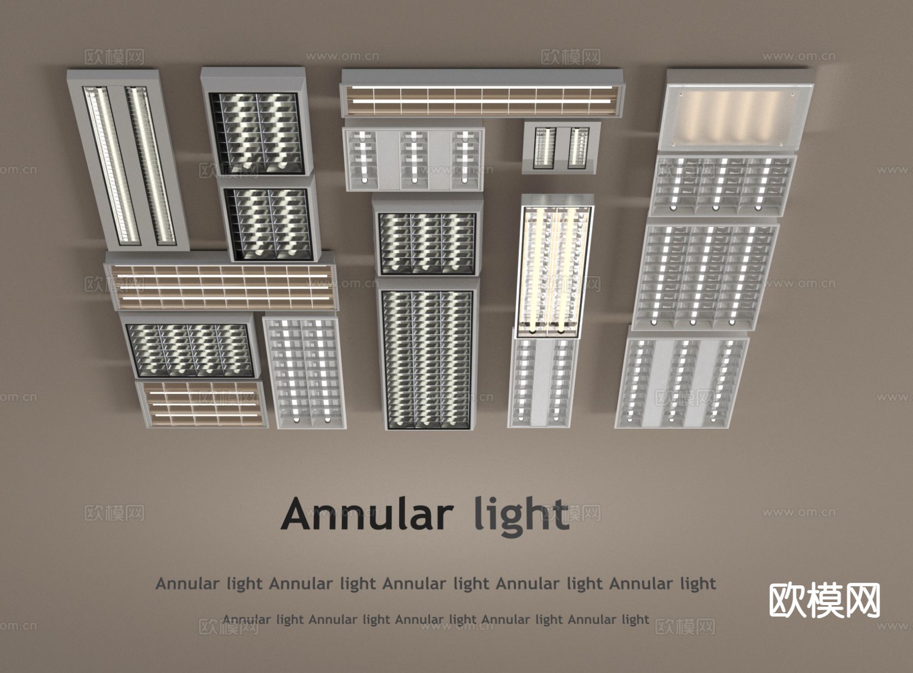 嵌入式格栅灯 灯管 长灯条su模型下载（渲染图2）