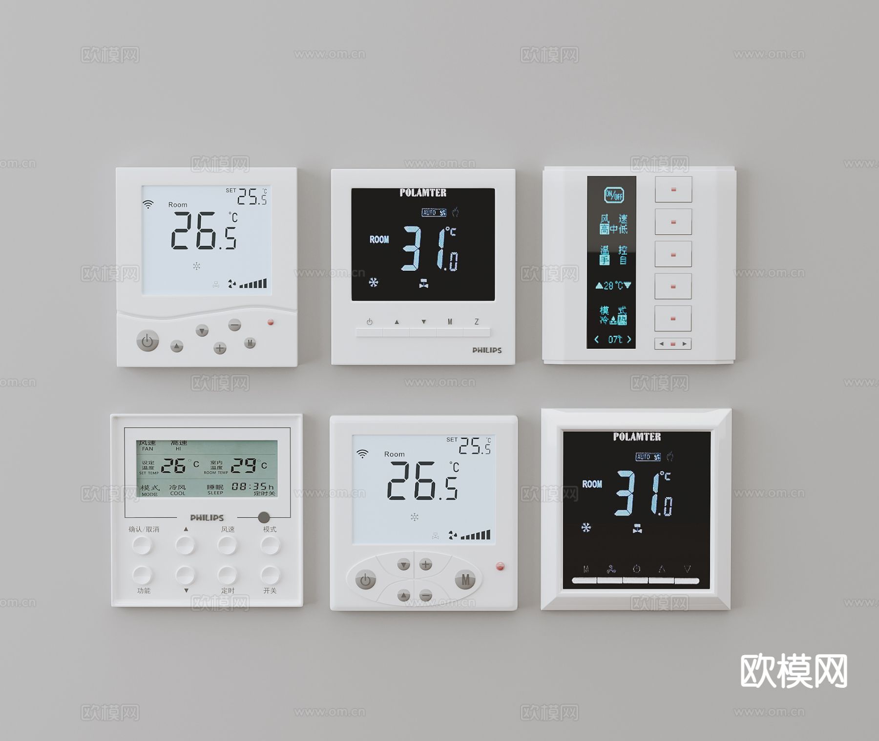 空调开关 浴霸开关 控制面板3d模型下载