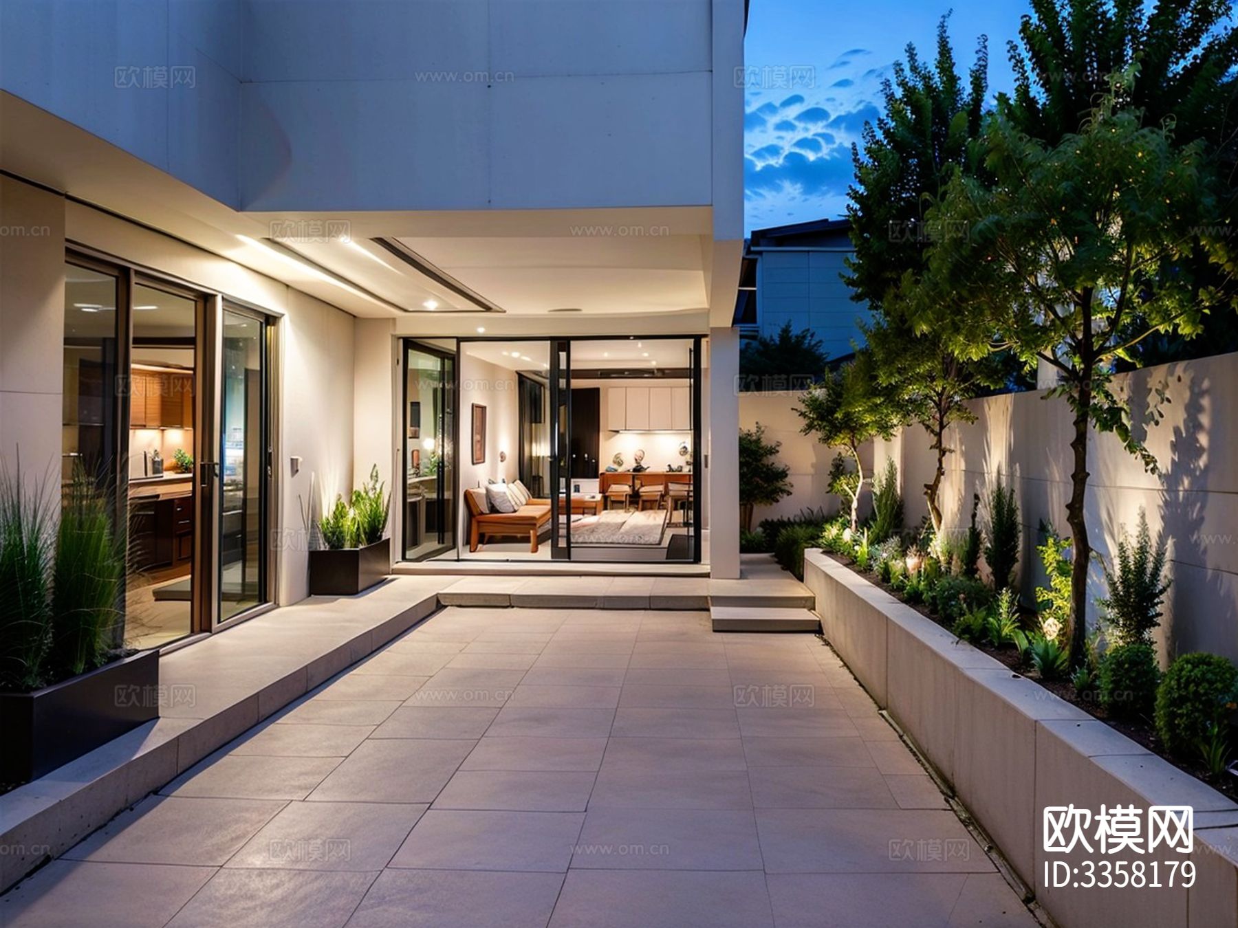 现代别墅庭院景观效果图下载（渲染图11）