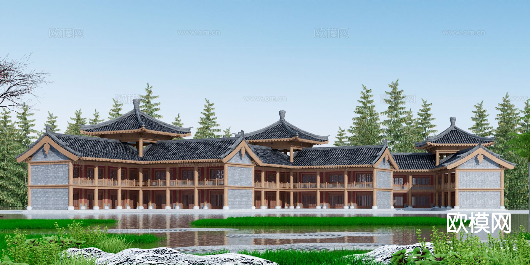 中式古建 寺庙外观3d模型