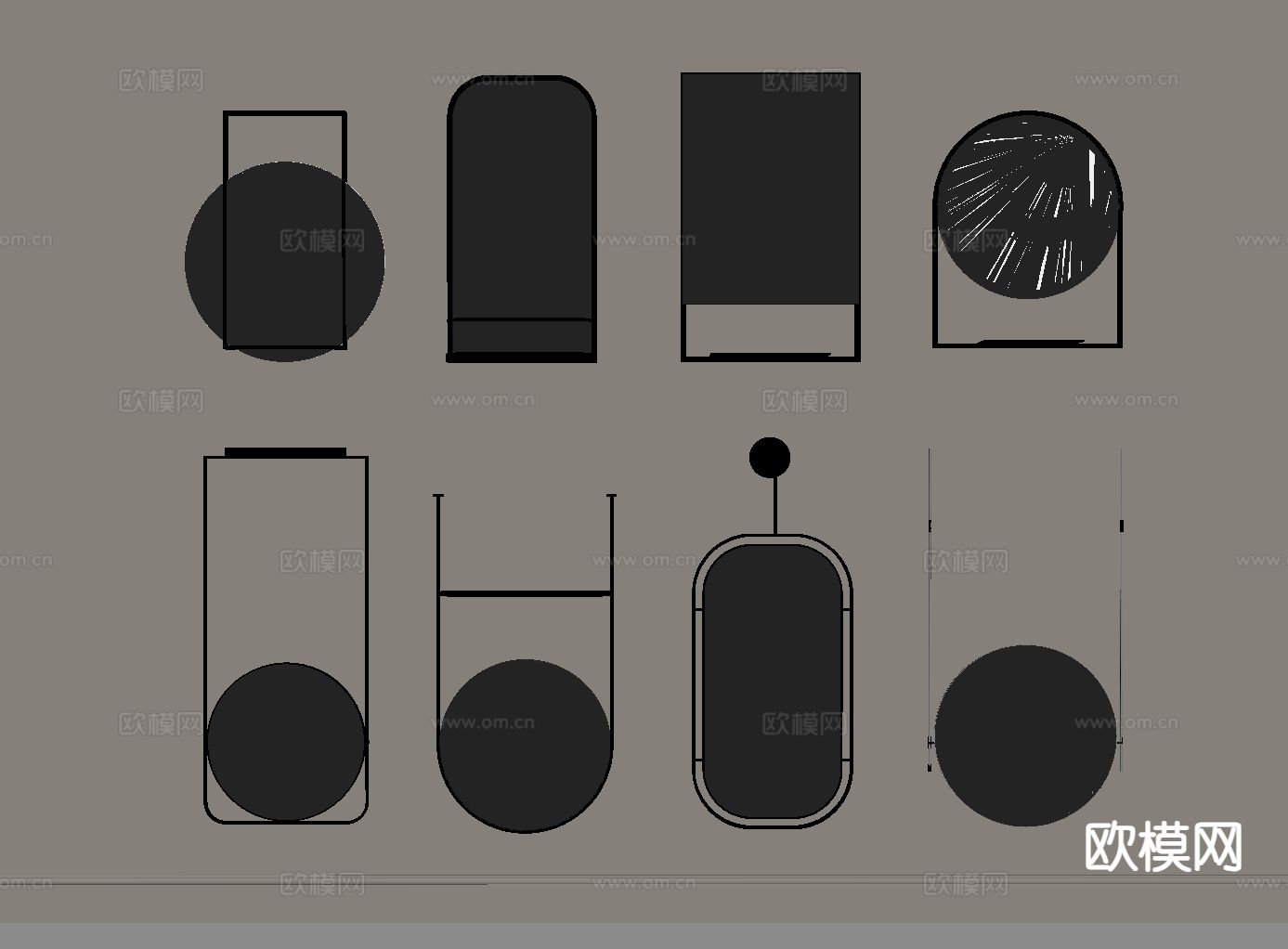 镜子 挂镜 化妆镜 卫浴镜su模型下载（渲染图1）