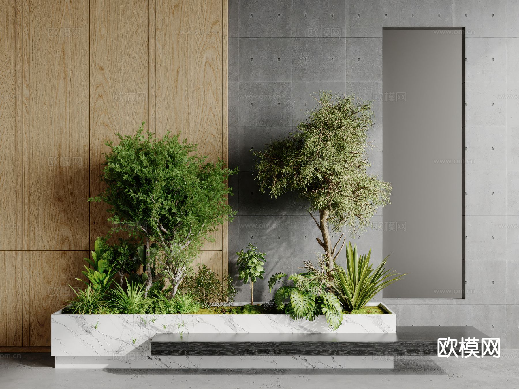 现代植物堆 花坛su模型下载（渲染图2）