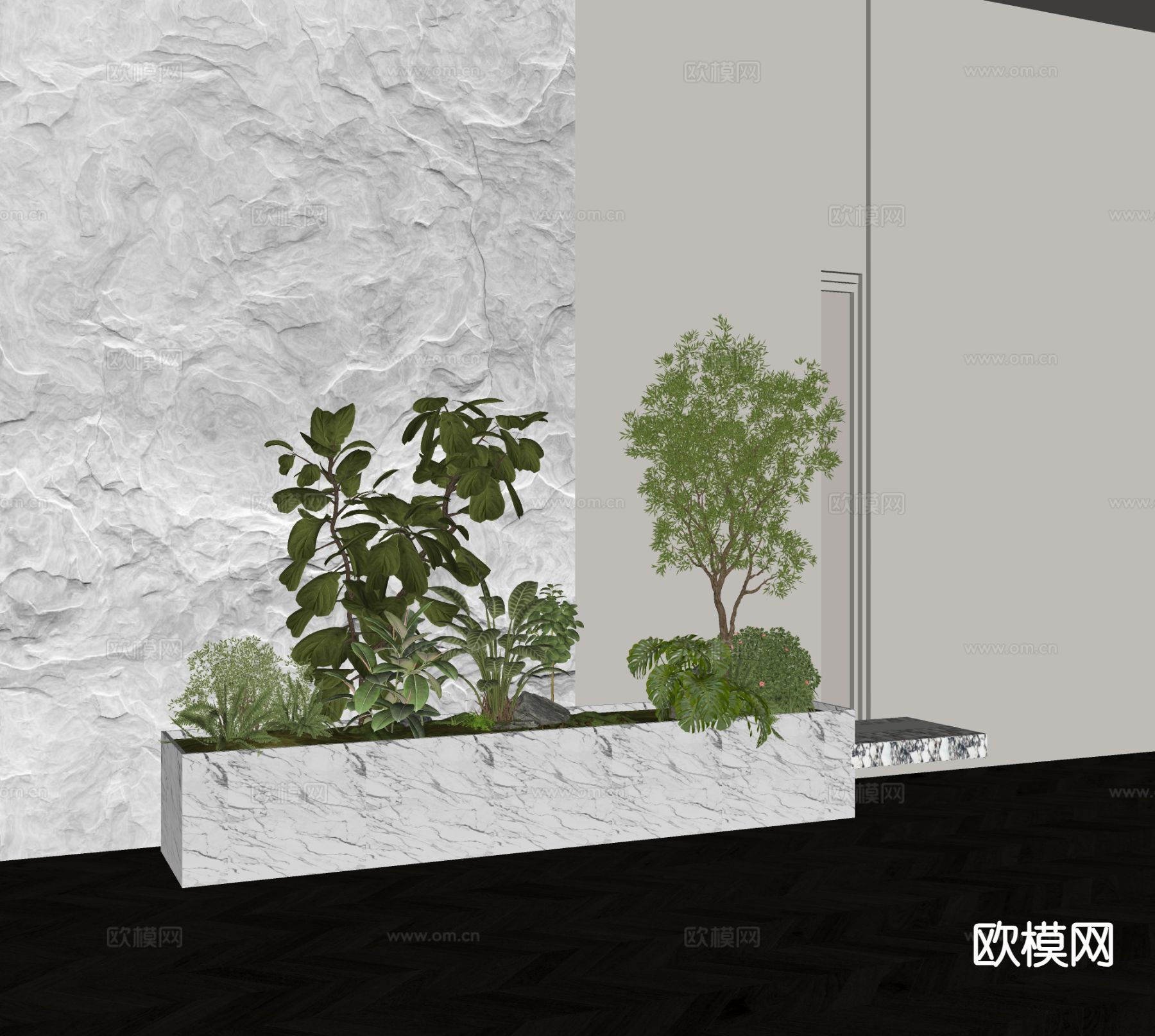 现代植物堆 花坛su模型下载（渲染图1）