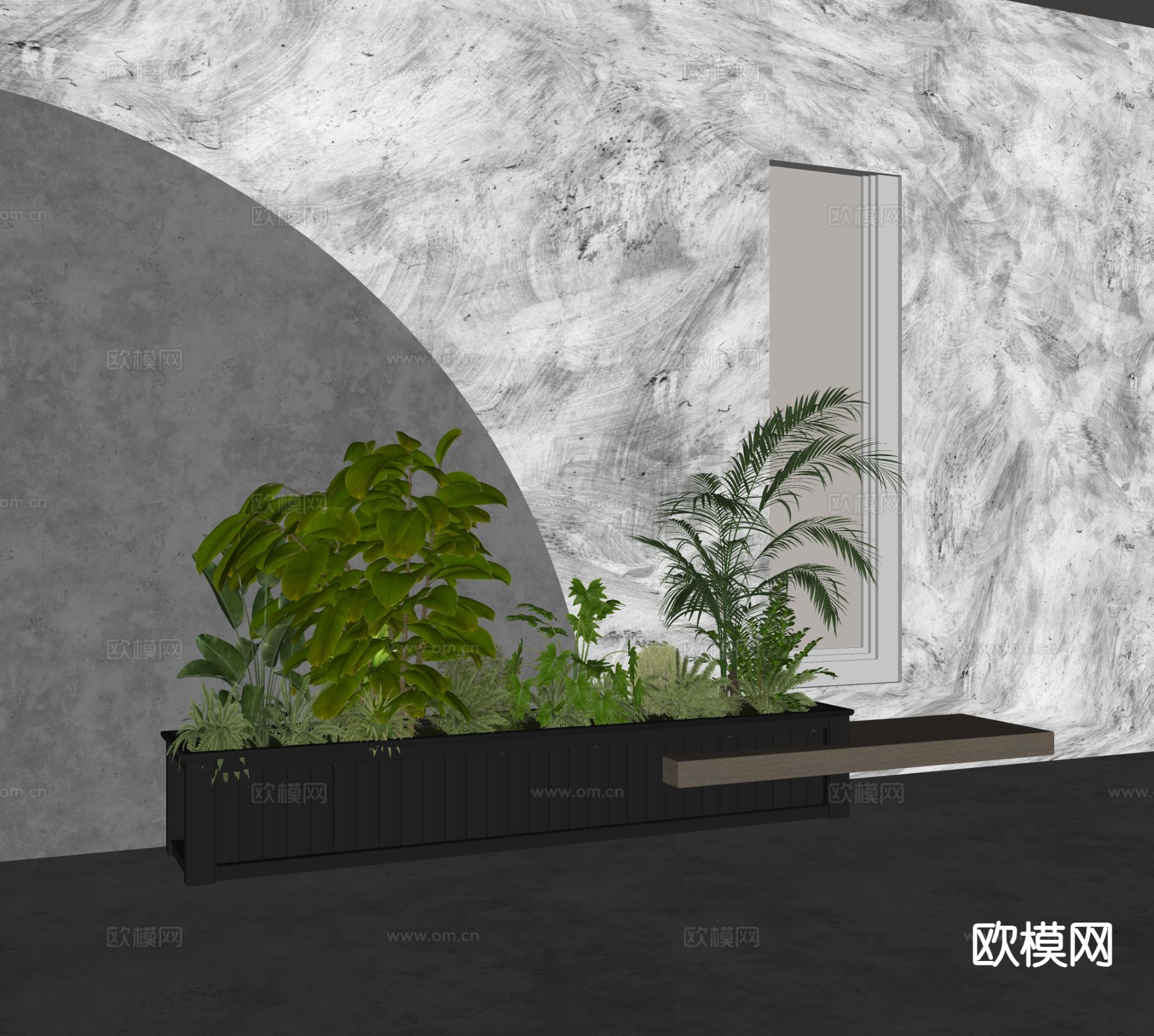 现代植物堆 花坛su模型下载（渲染图1）