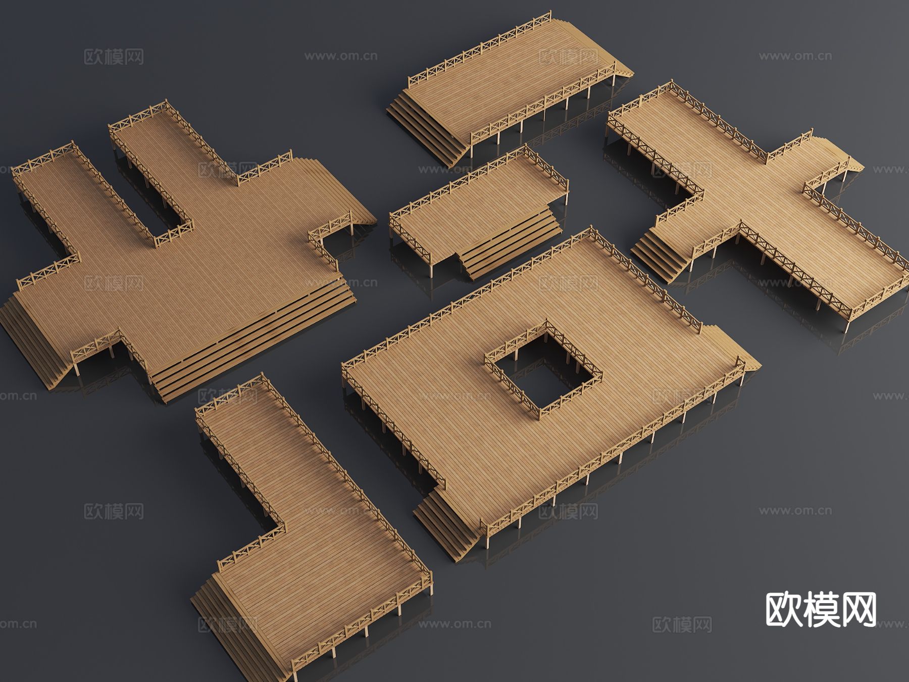 木平台 亲水平台 观景台 休息平台3d模型