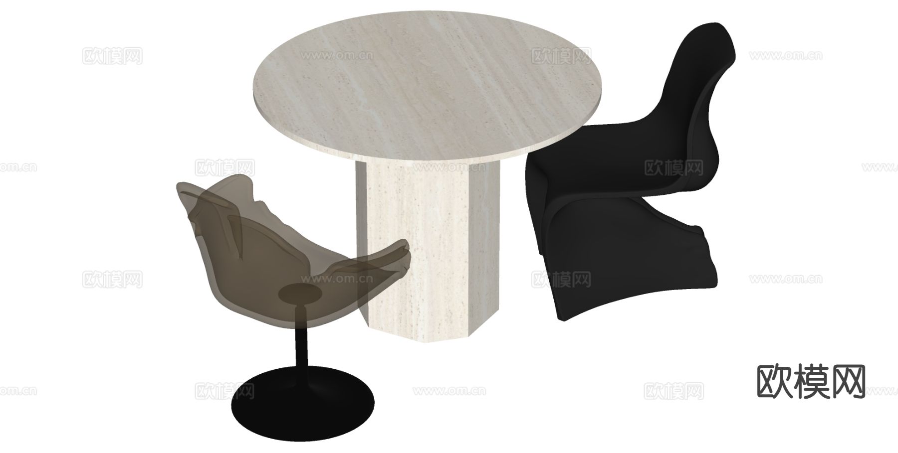 中古风餐桌椅su模型下载（渲染图1）