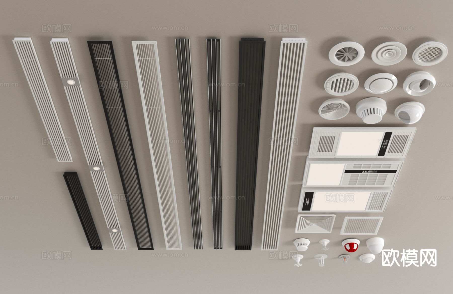 空调出风口 浴霸 烟感 排风口3d模型