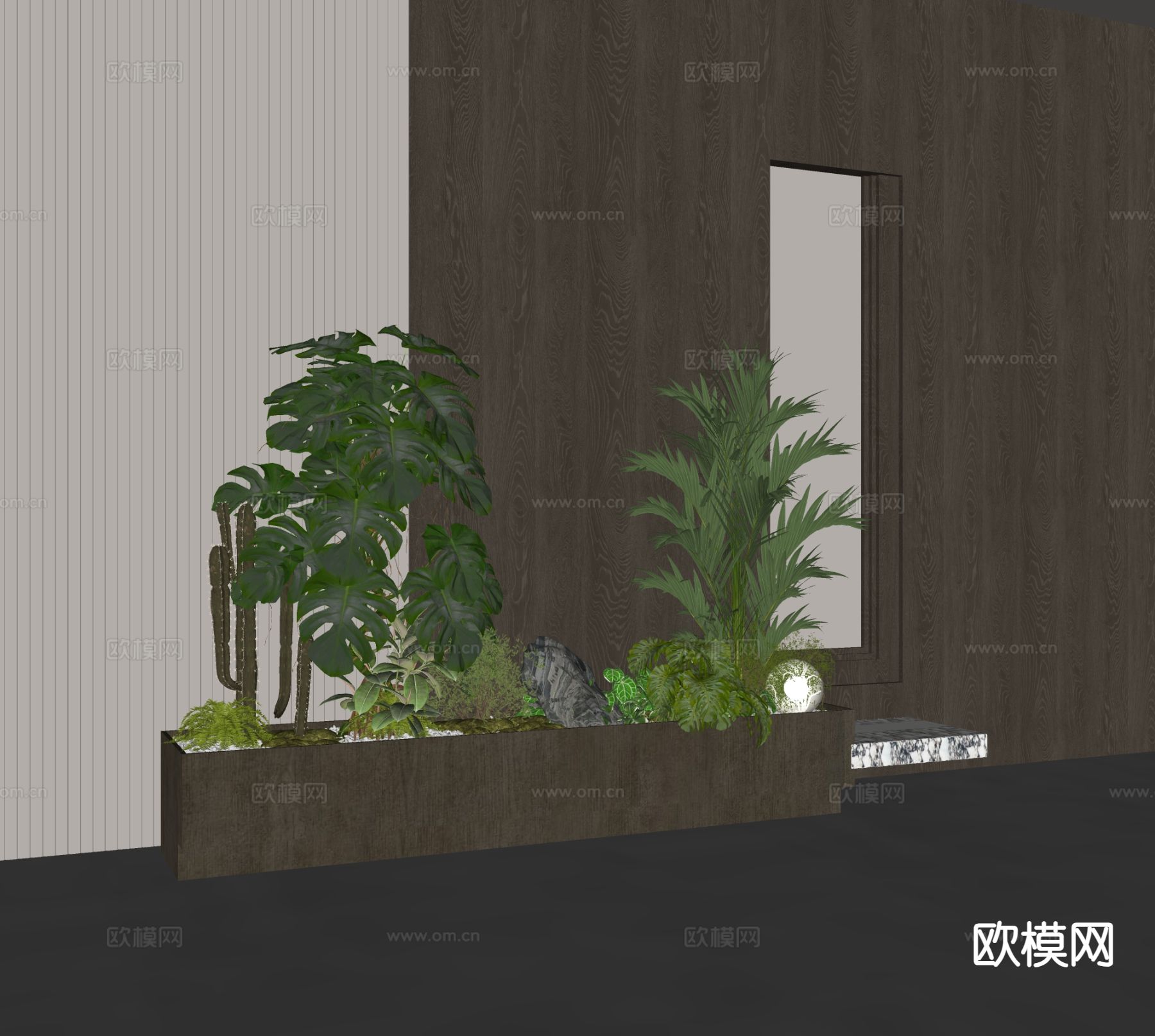 现代植物堆 花坛su模型下载（渲染图1）
