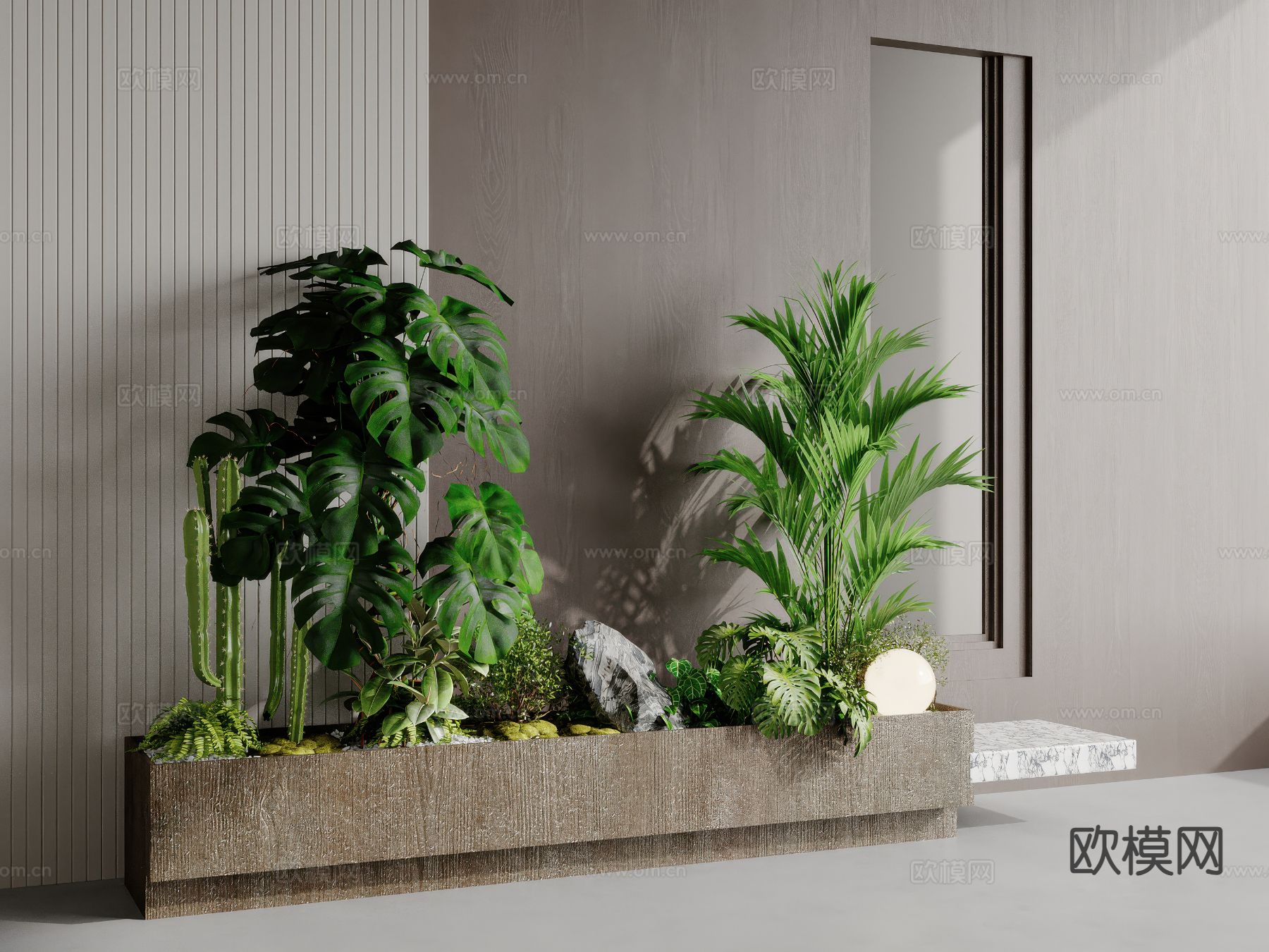 现代植物堆 花坛su模型下载（渲染图2）