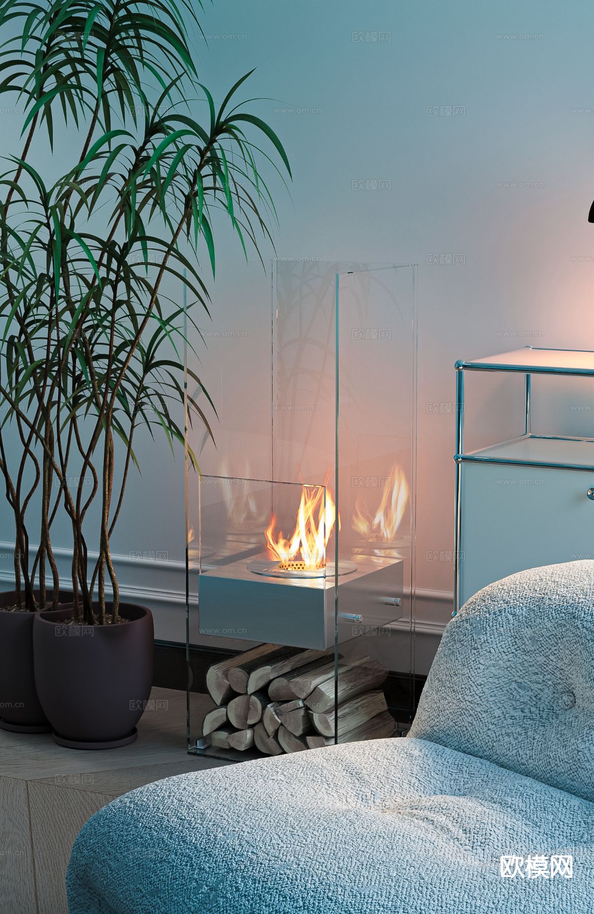 极简壁炉 酒精壁炉 真火壁炉3d模型下载（渲染图1）