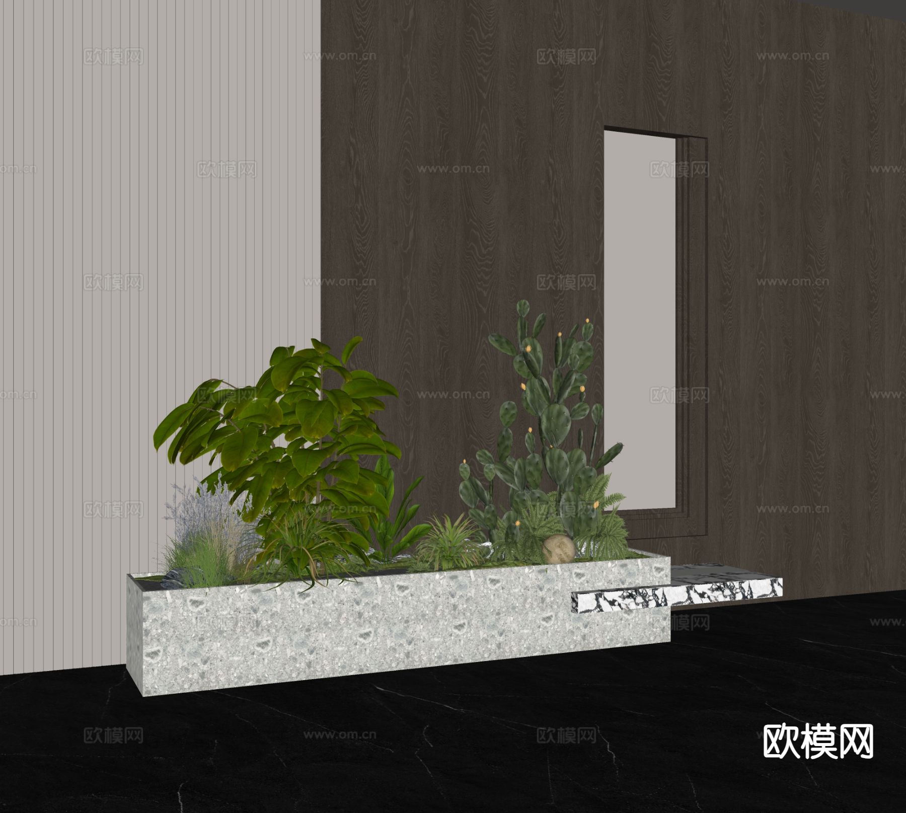 现代植物堆 花坛su模型下载（渲染图1）