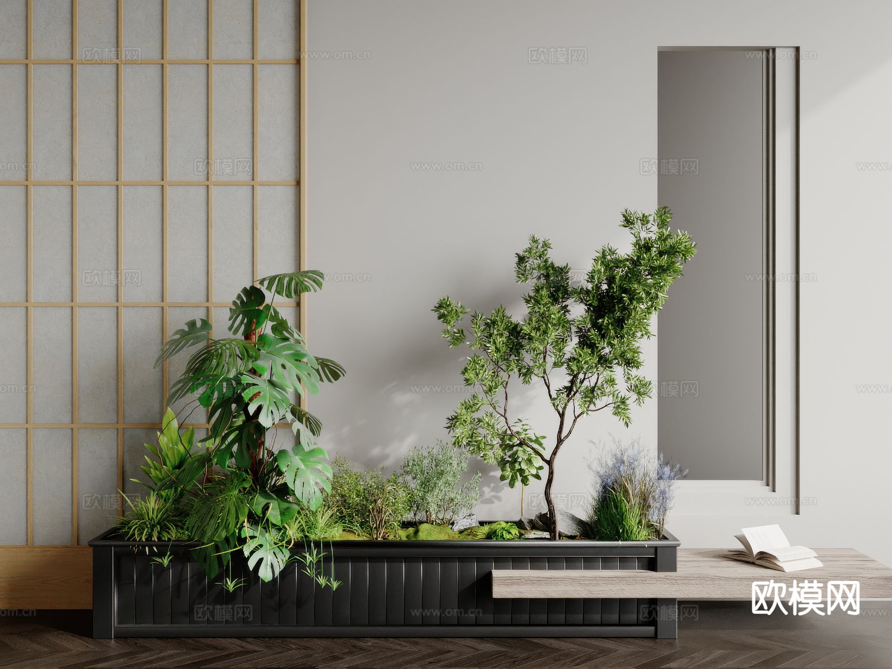 现代植物堆 花坛su模型下载（渲染图2）