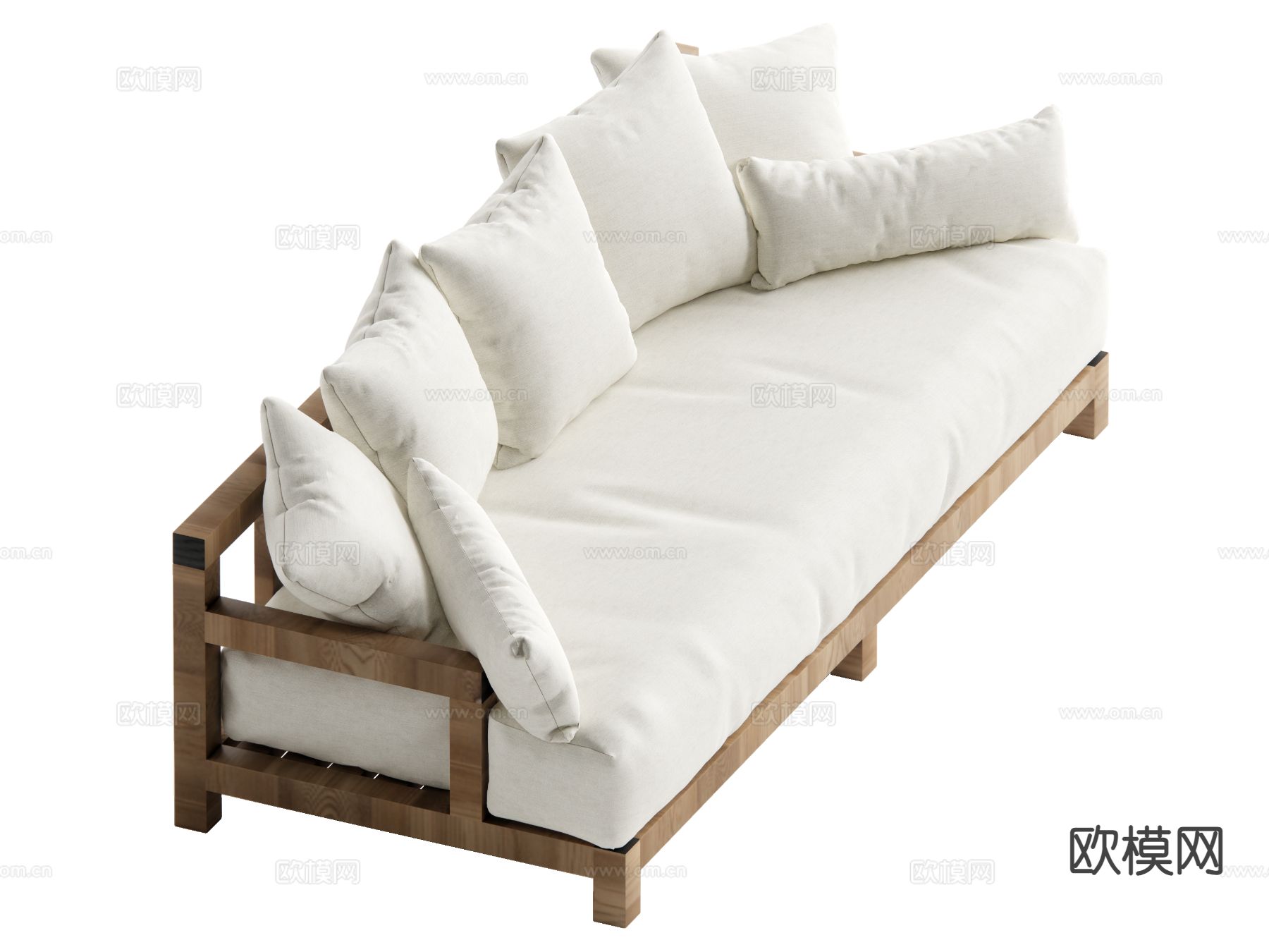 侘寂风多人沙发su模型下载（渲染图2）