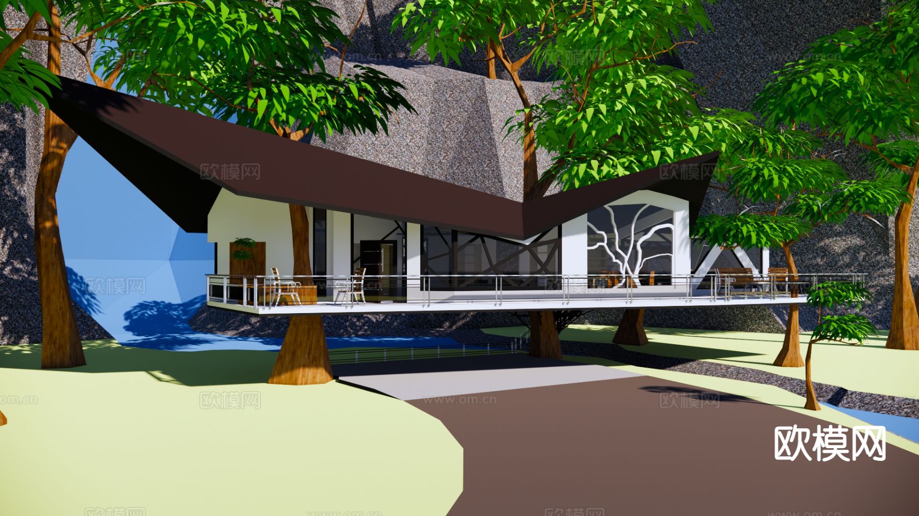 林间别墅su模型下载（渲染图3）