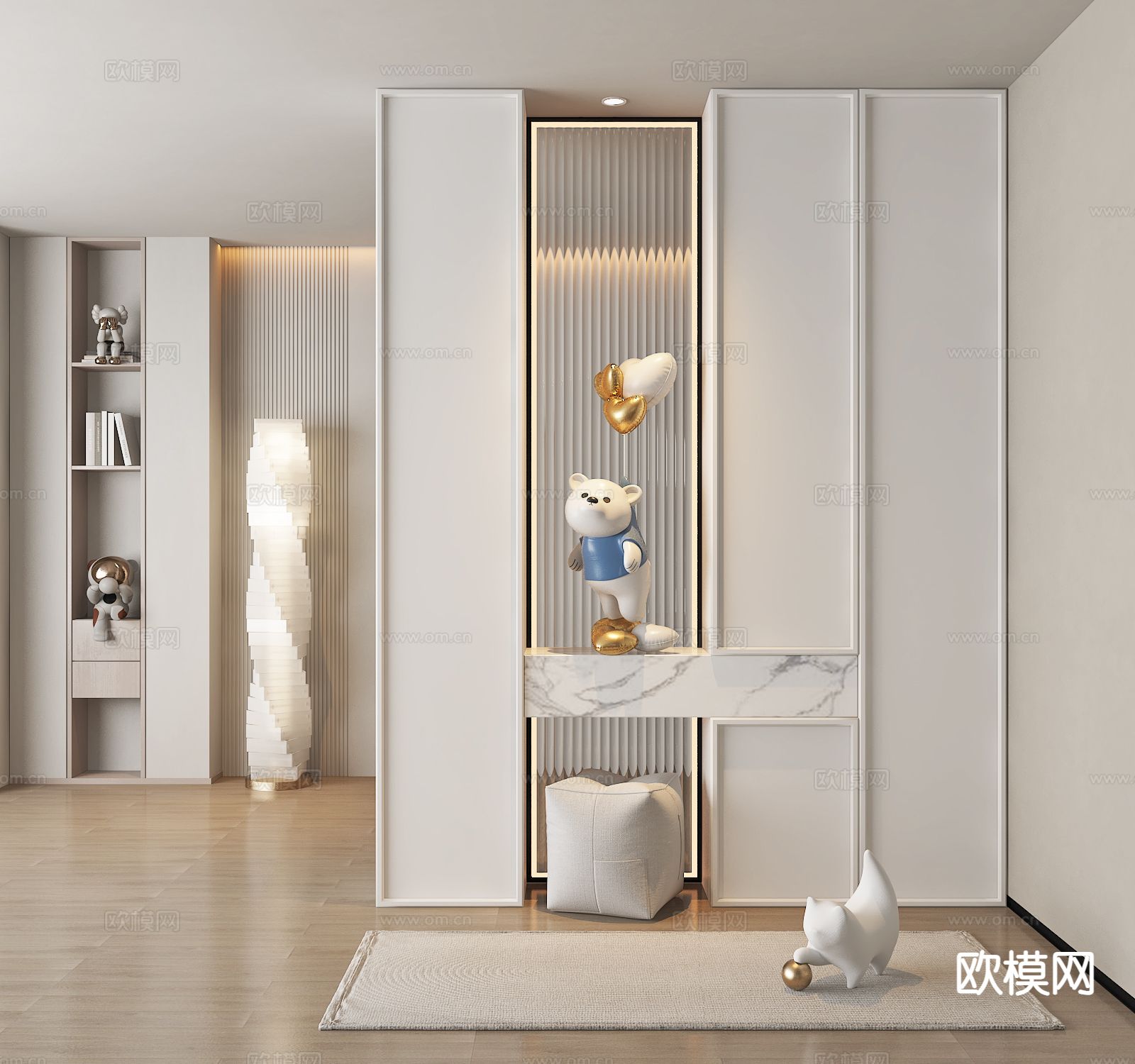 现代玄关柜 鞋柜su模型下载（渲染图2）