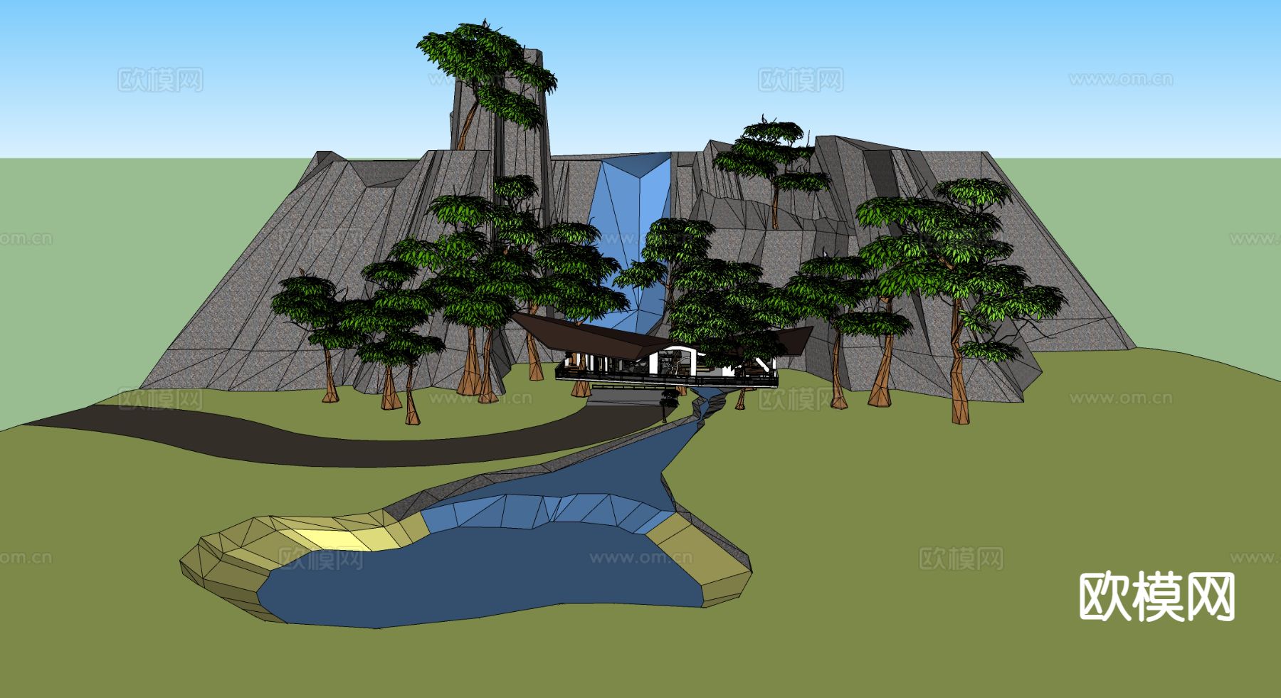 林间别墅su模型下载（渲染图1）