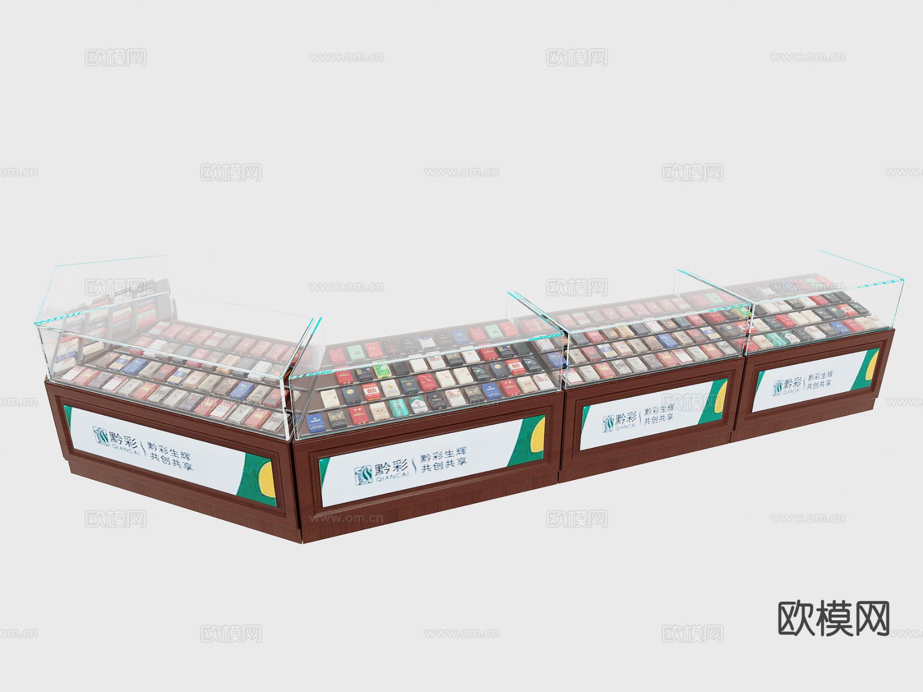 转角烟柜 长条形烟柜 超市货柜3d模型