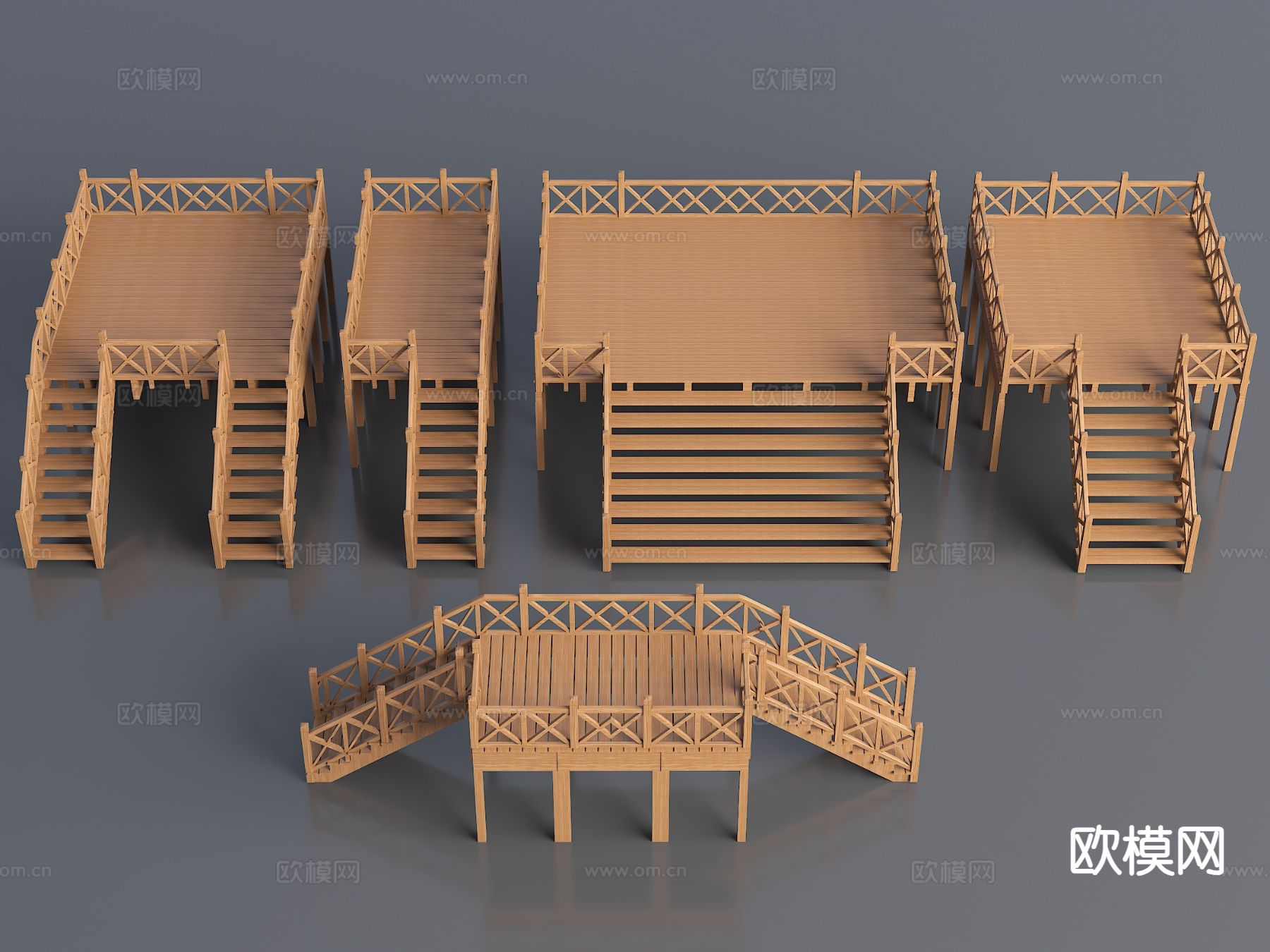 木平台 亲水平台 观景台 休息平台3d模型