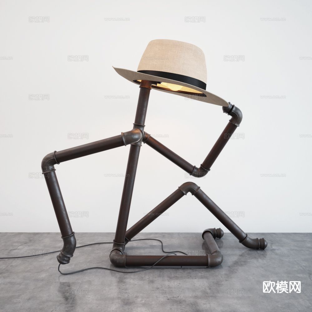 创意落地灯 水管落地灯3d模型下载（渲染图2）