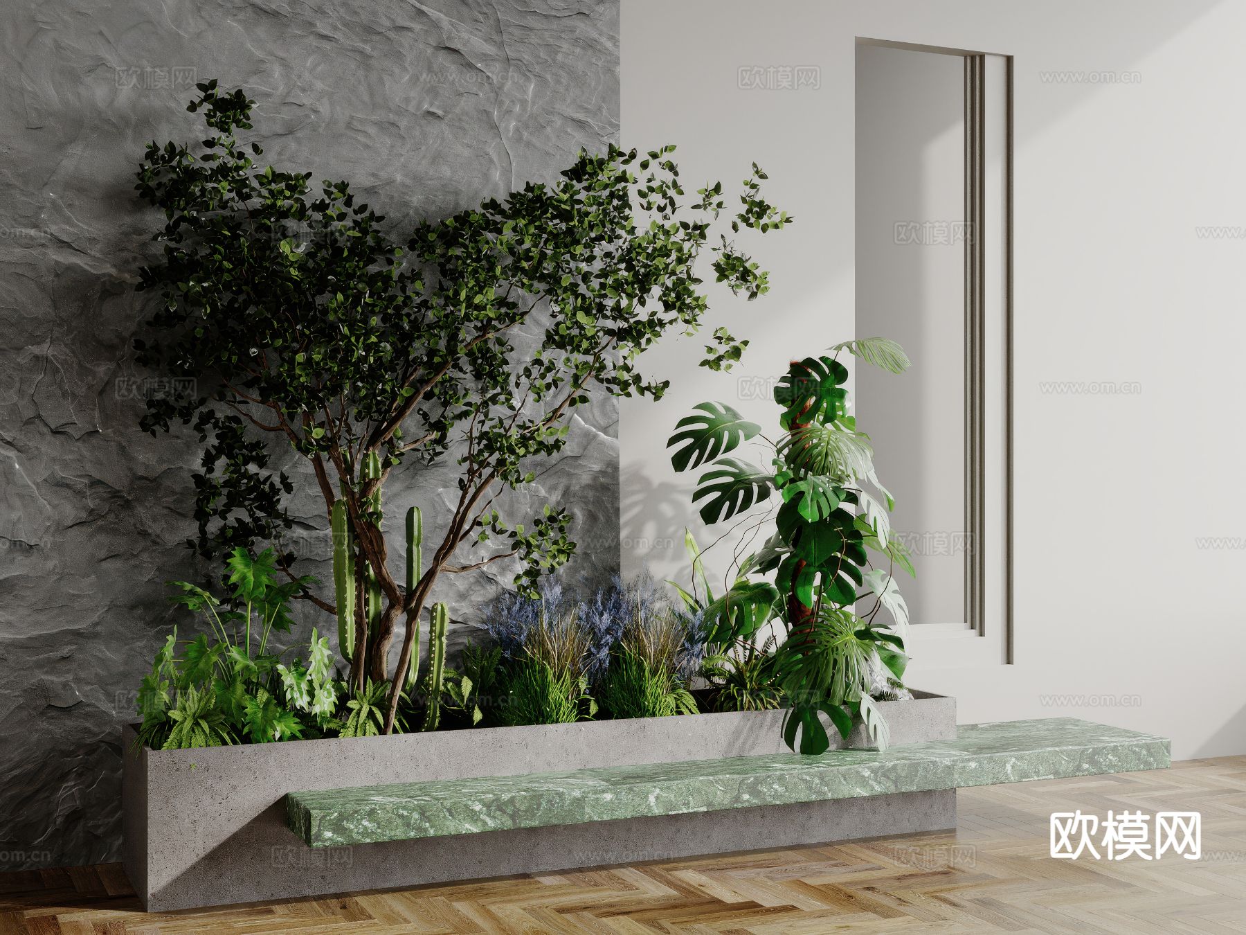 现代植物堆 花坛su模型下载（渲染图2）