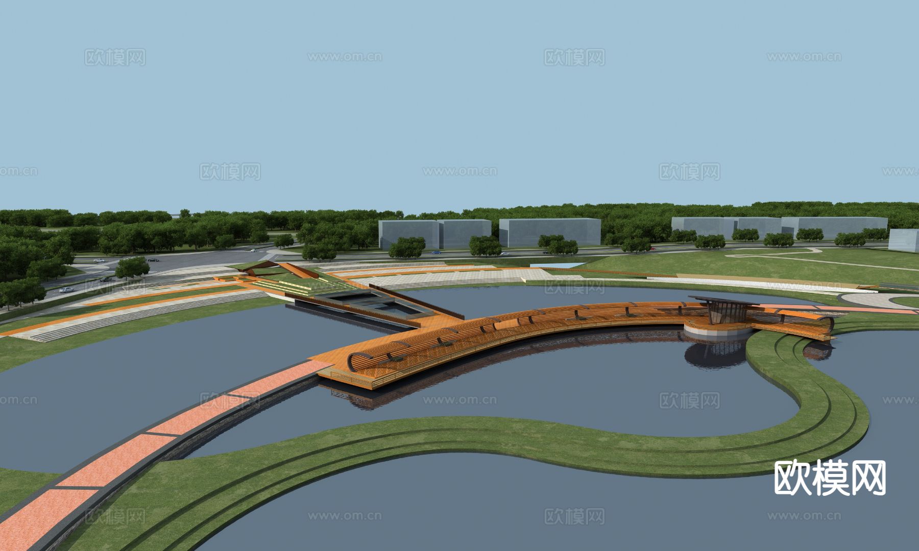 公园景观 水上公园3d模型下载
