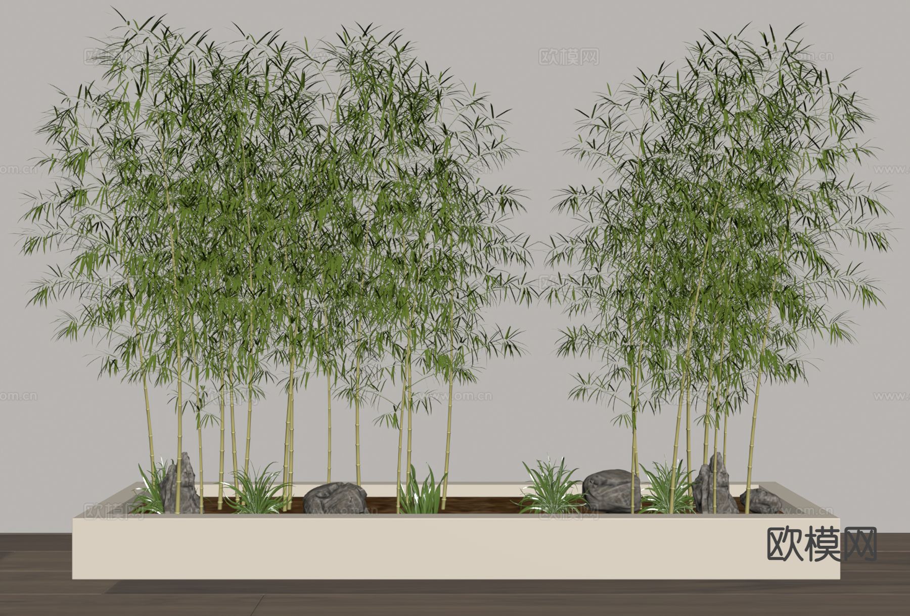 新中式竹子su模型下载（渲染图1）