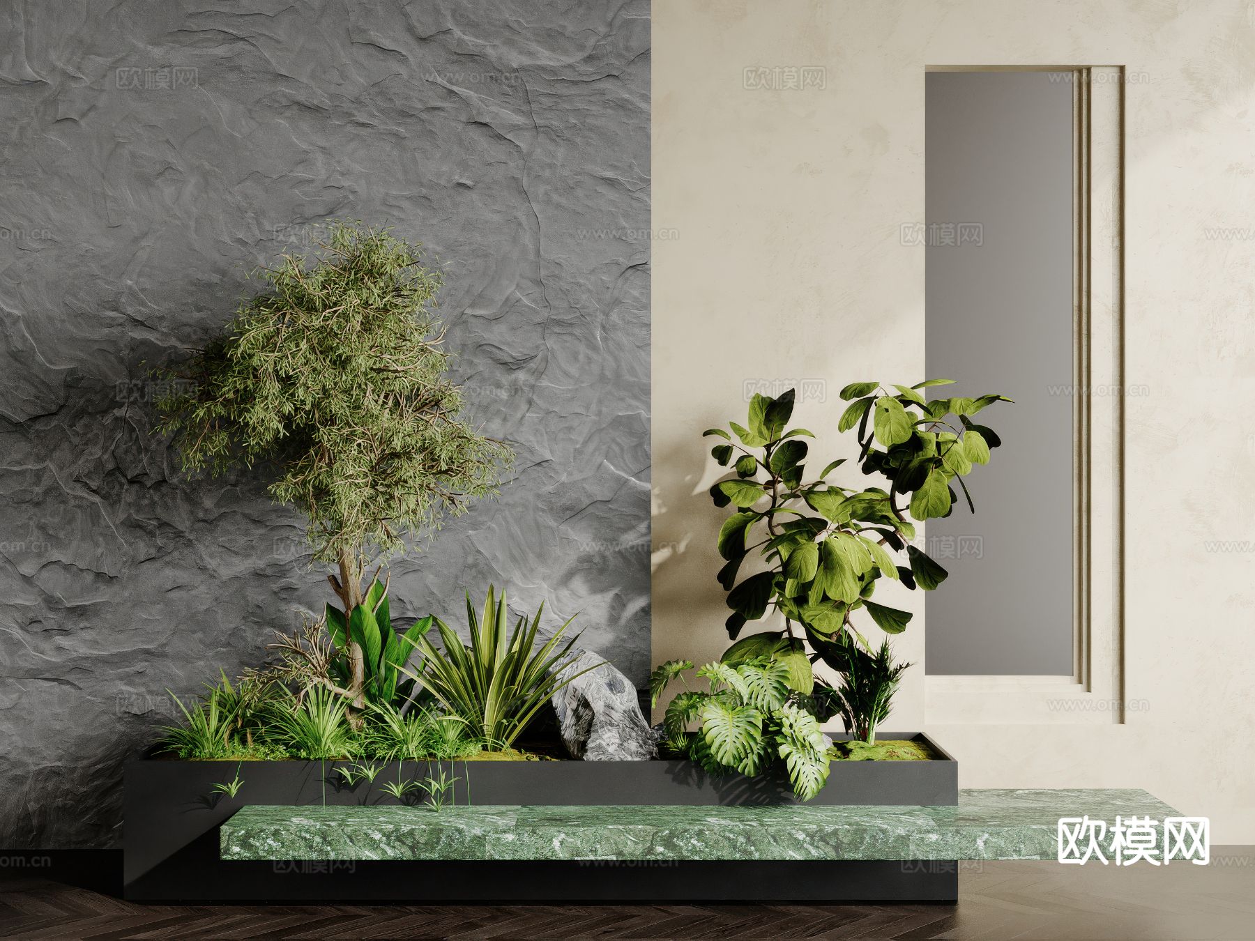 现代植物堆 花坛su模型下载（渲染图2）