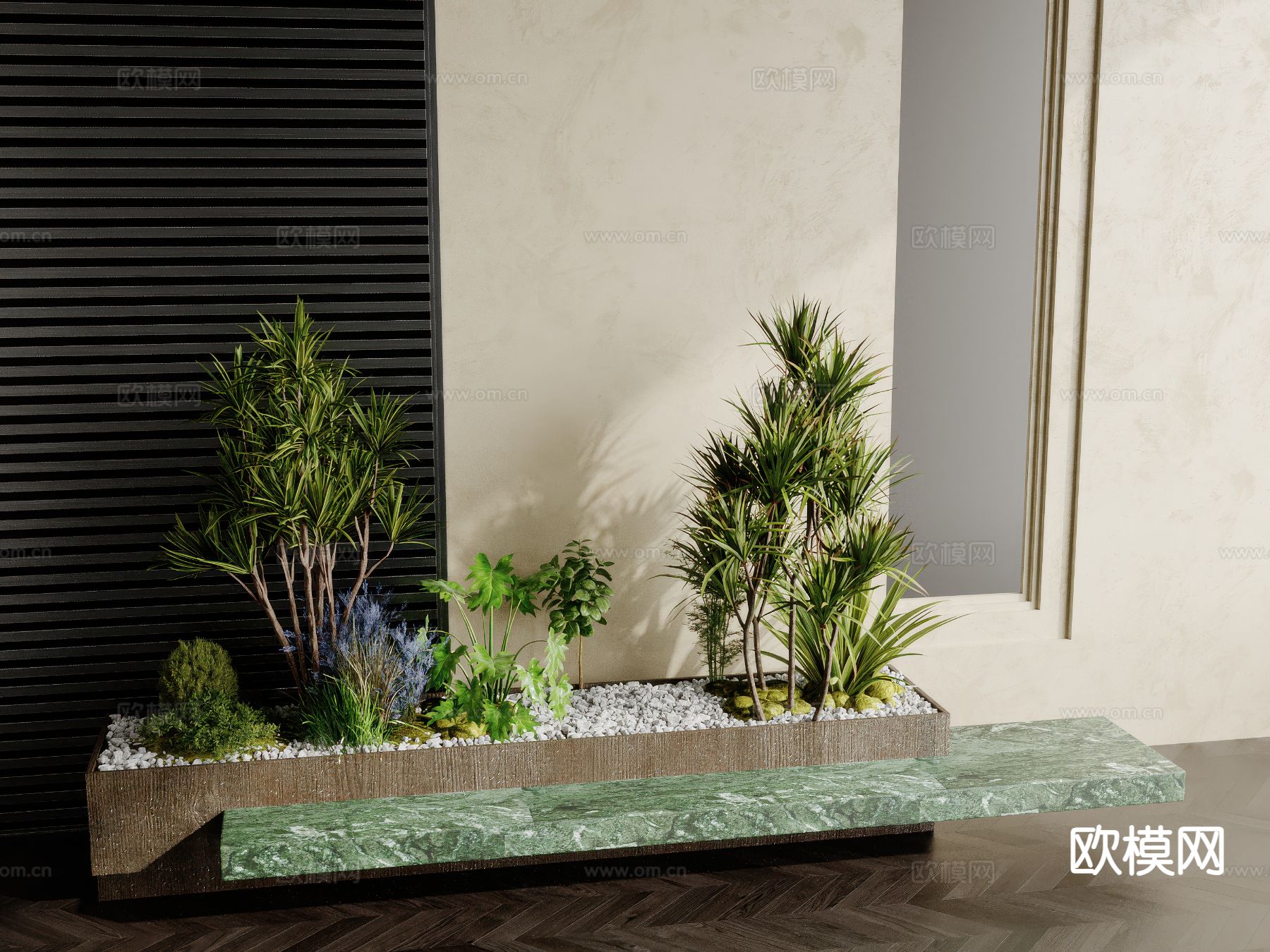 现代植物堆 花坛su模型下载（渲染图2）