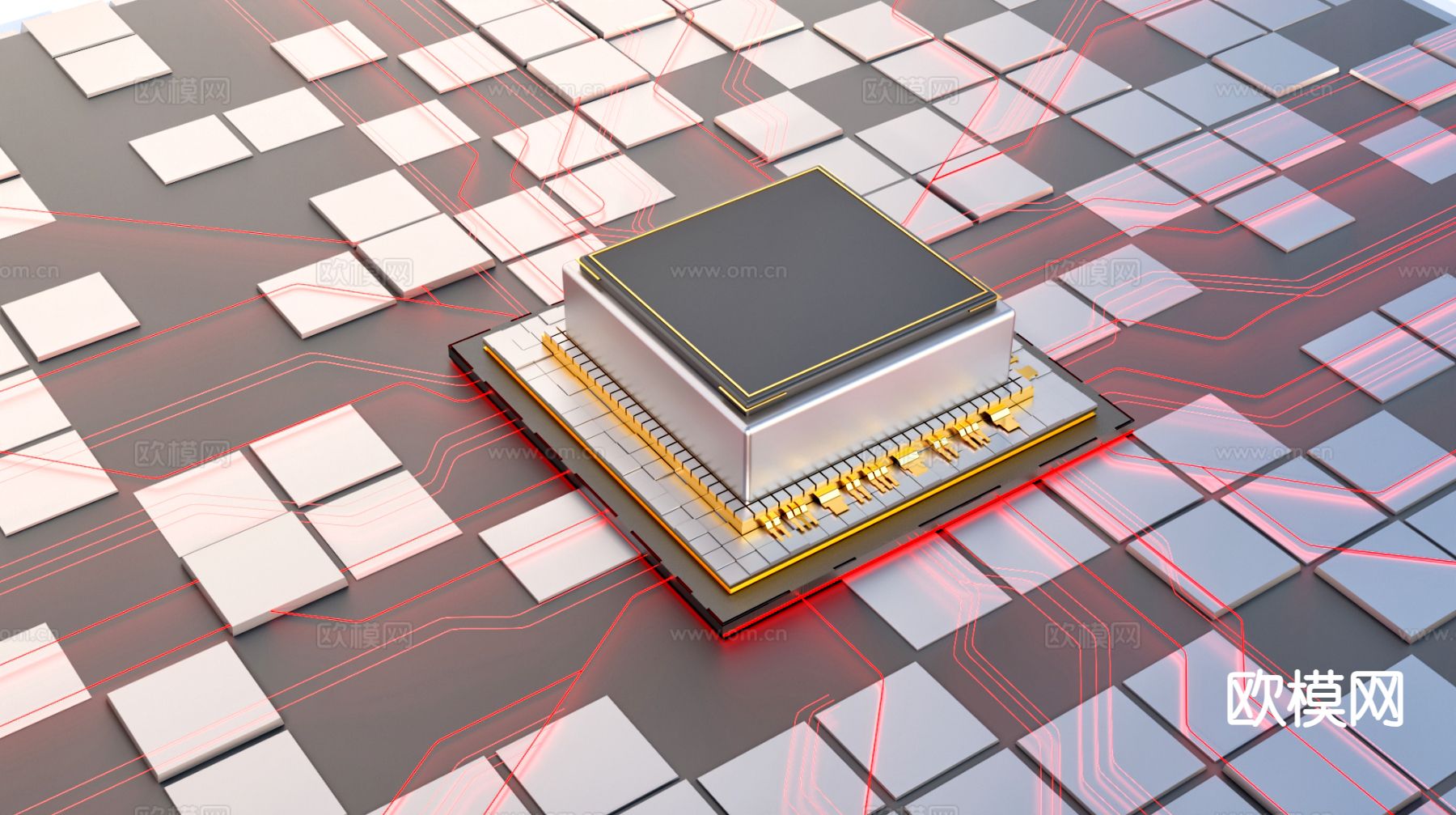 芯片场景 芯片装饰su模型下载（渲染图2）