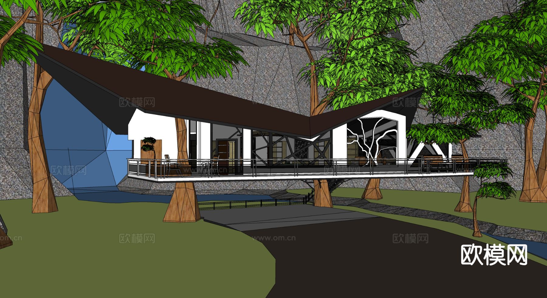 林间别墅su模型下载（渲染图4）