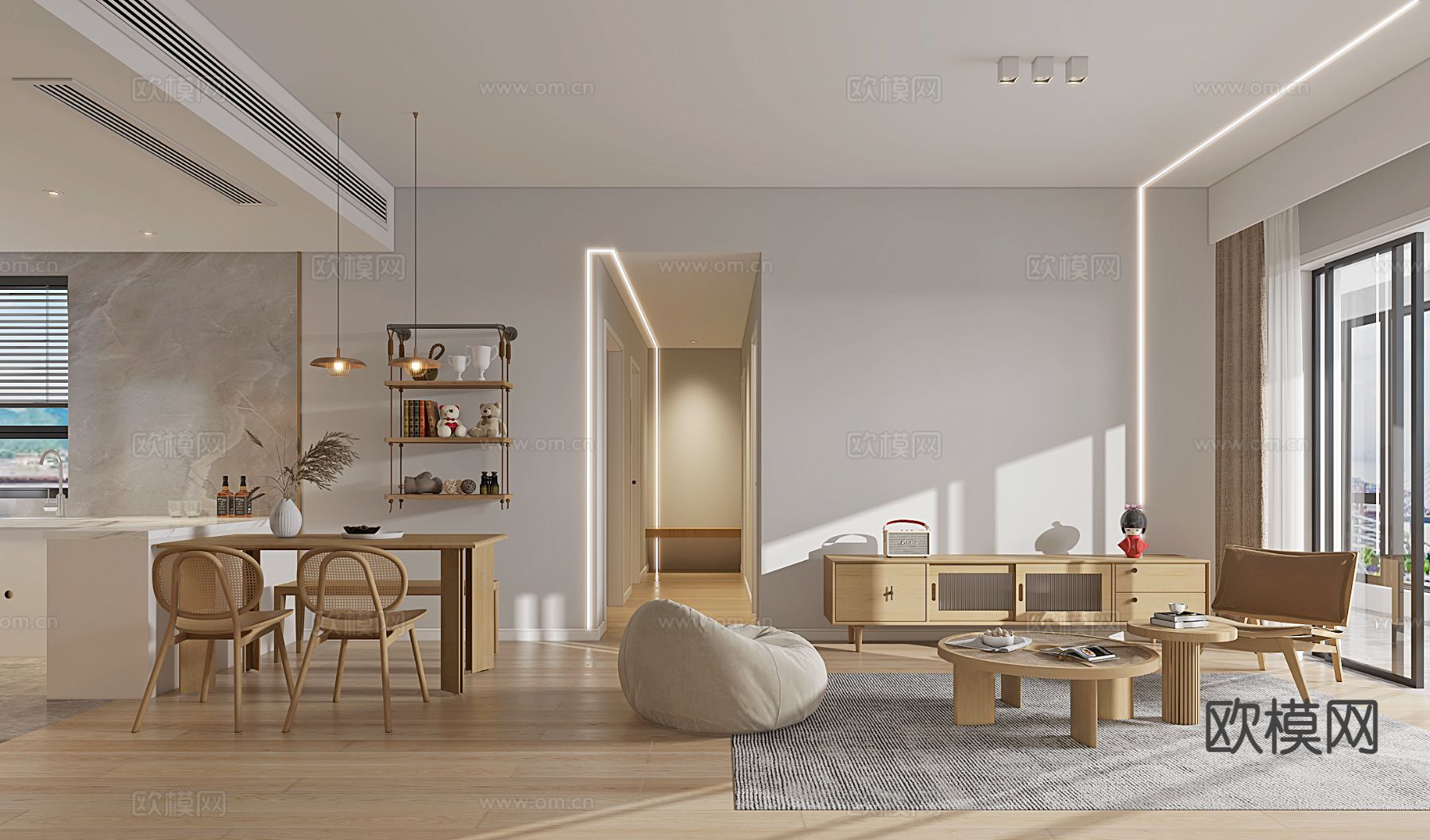 日式客餐厅3d模型下载（渲染图2）