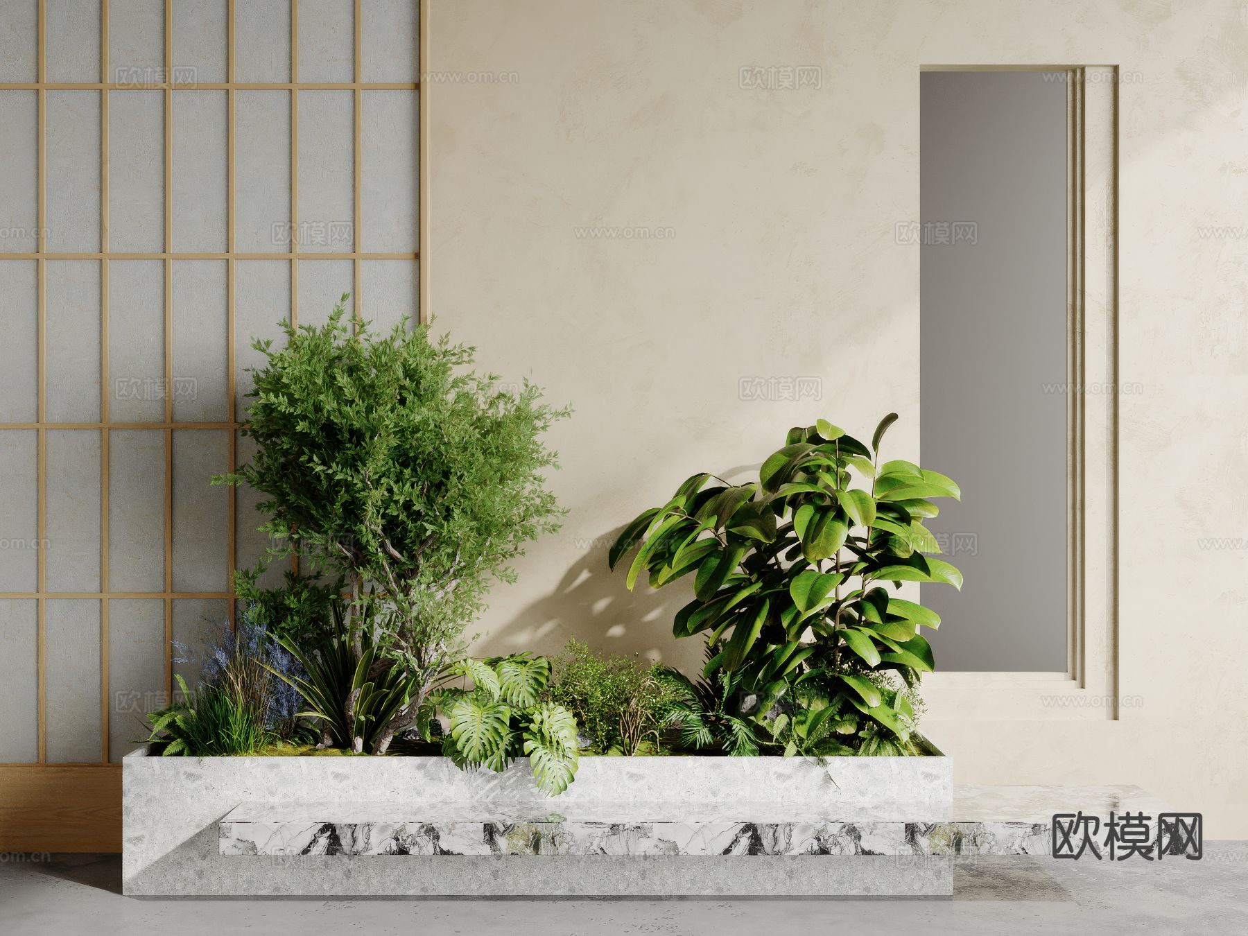 现代植物堆 花坛su模型下载（渲染图2）