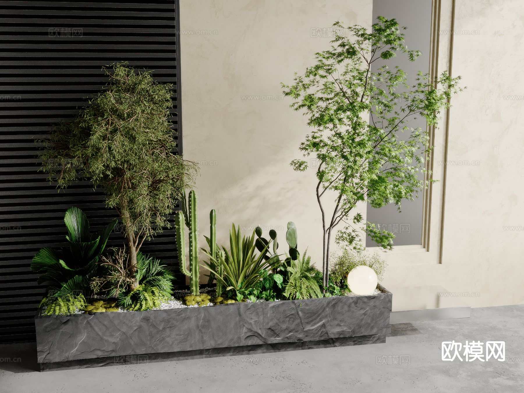 现代植物堆 花坛su模型下载（渲染图2）