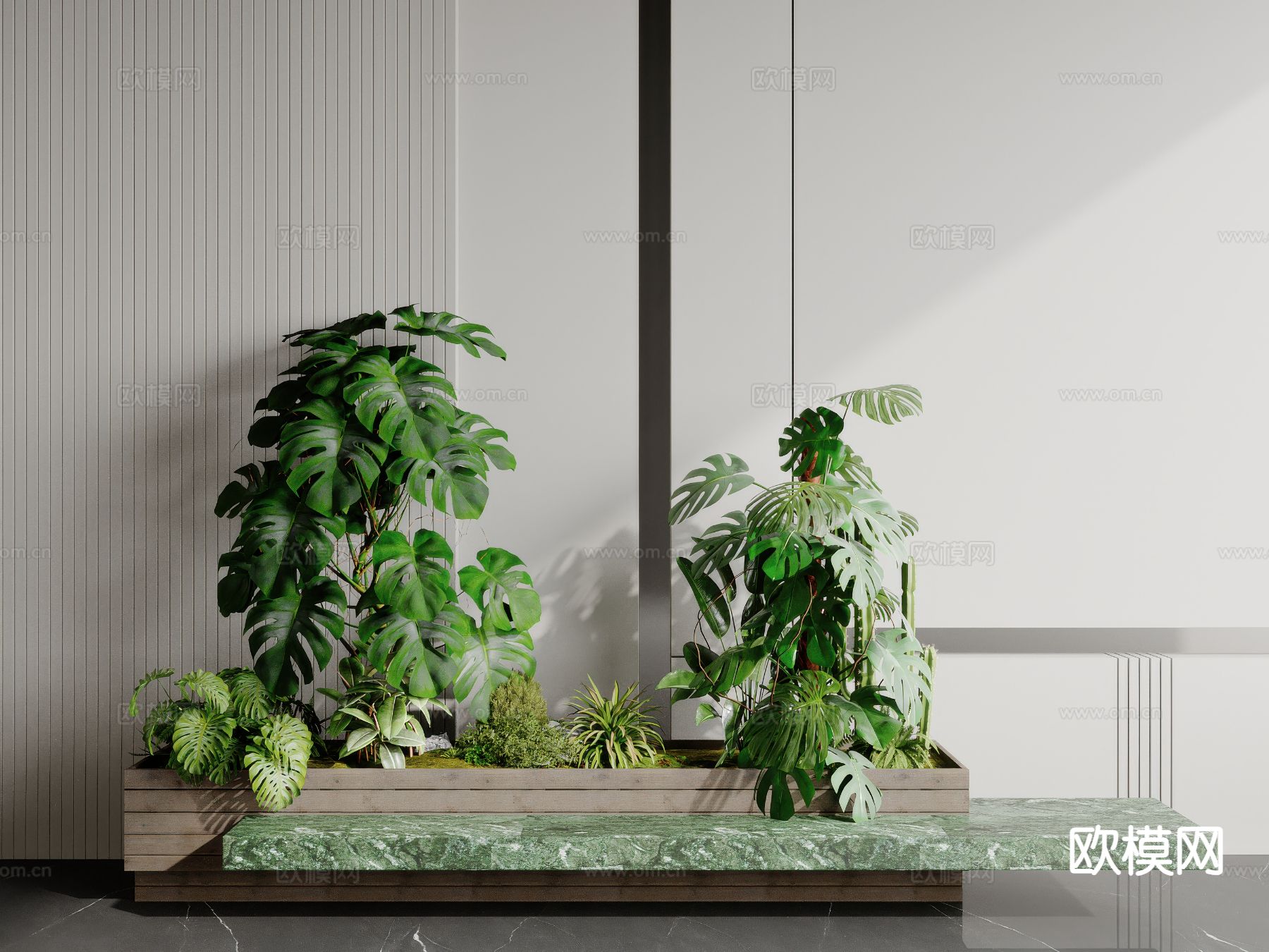 现代植物堆 花坛su模型下载（渲染图2）