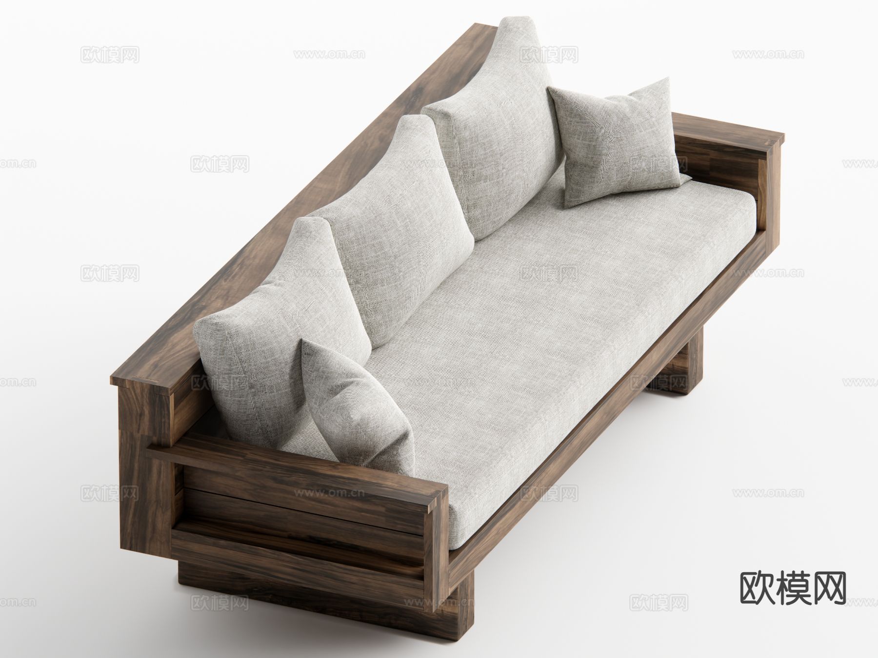 侘寂风多人沙发su模型下载（渲染图2）