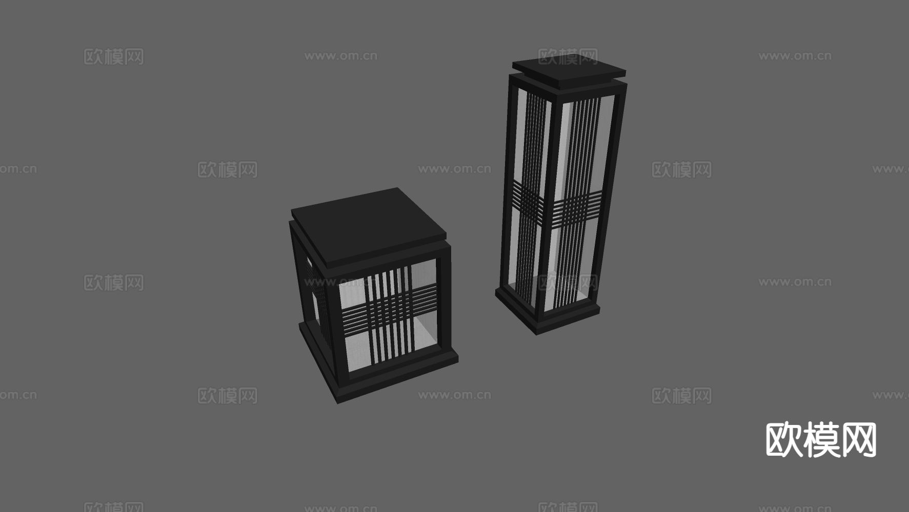 中式草坪灯 庭院灯 户外灯su模型下载（渲染图1）