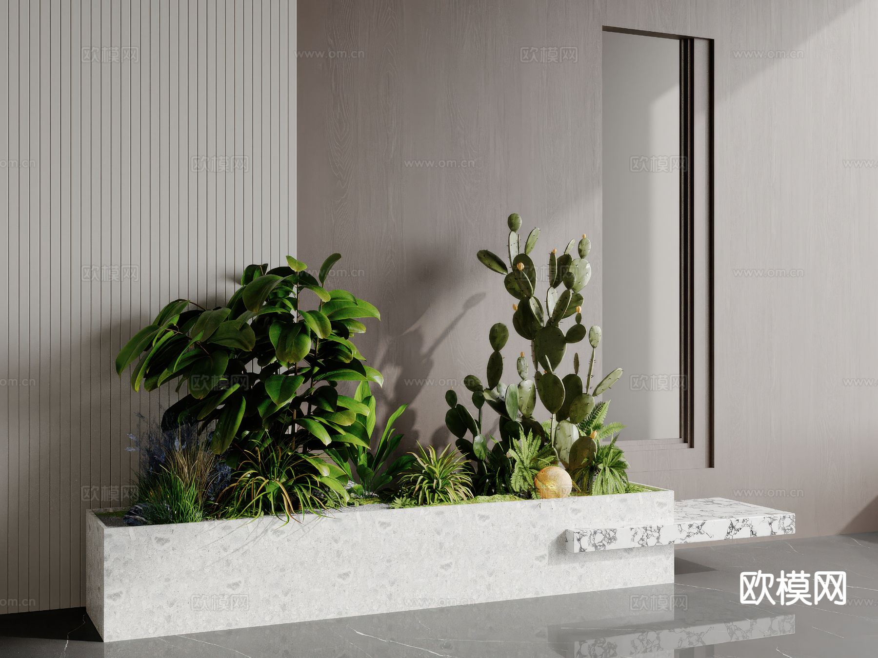 现代植物堆 花坛su模型下载（渲染图2）