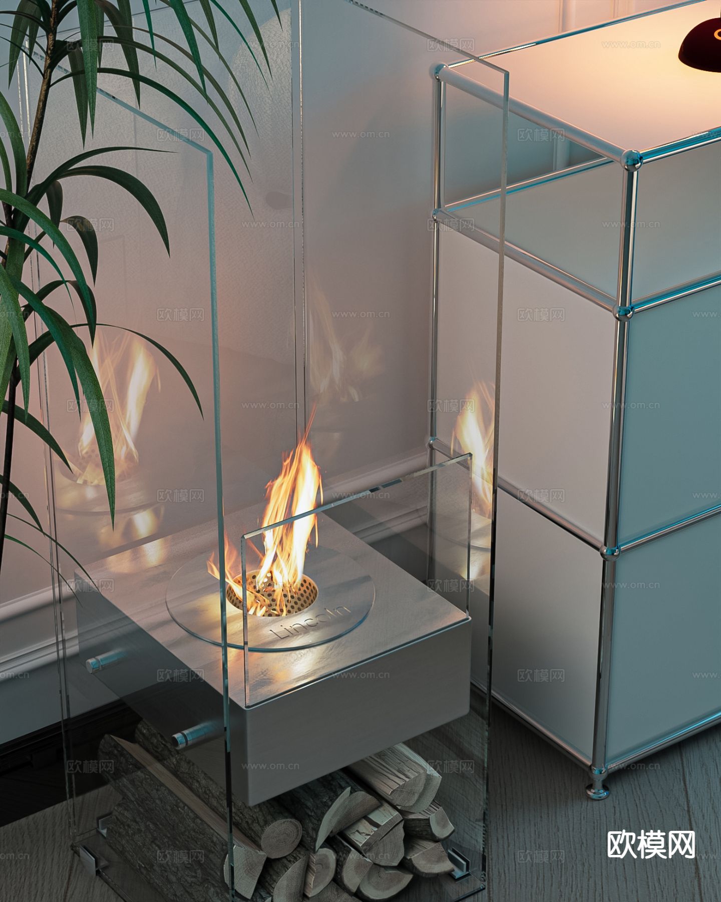 极简壁炉 酒精壁炉 真火壁炉3d模型下载（渲染图2）