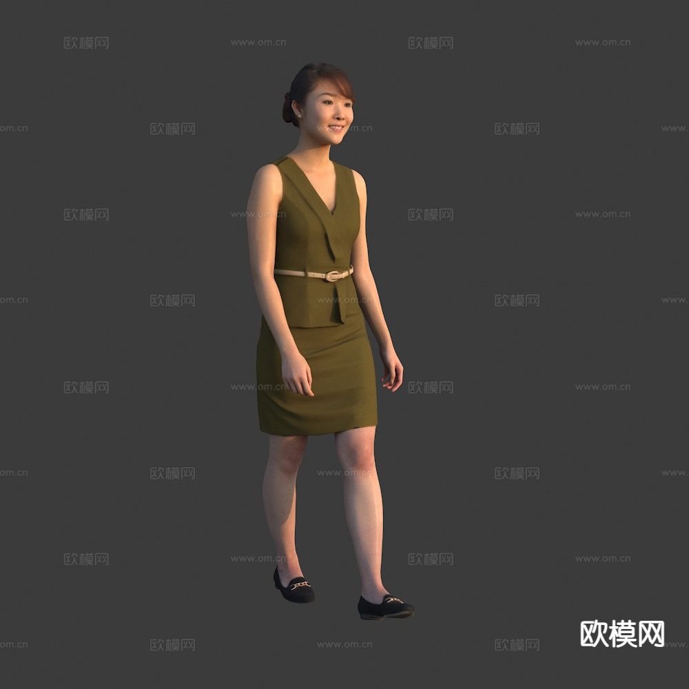 走路的亚洲女人 人物 商务人物3d模型