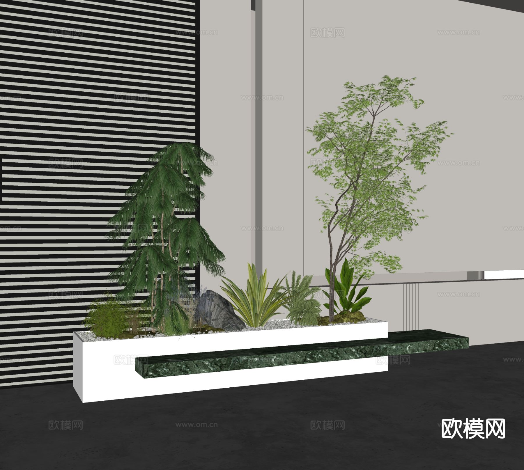 现代植物堆 花坛su模型下载（渲染图1）