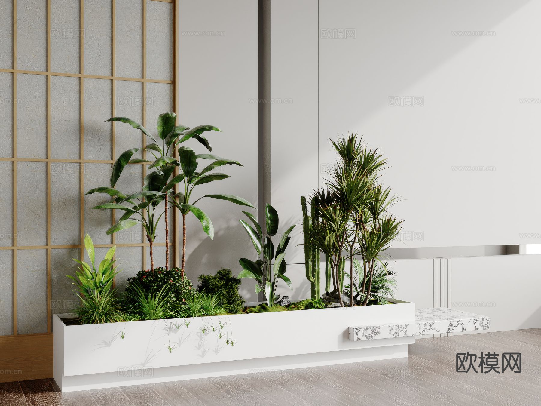 现代植物堆 花坛su模型下载（渲染图2）