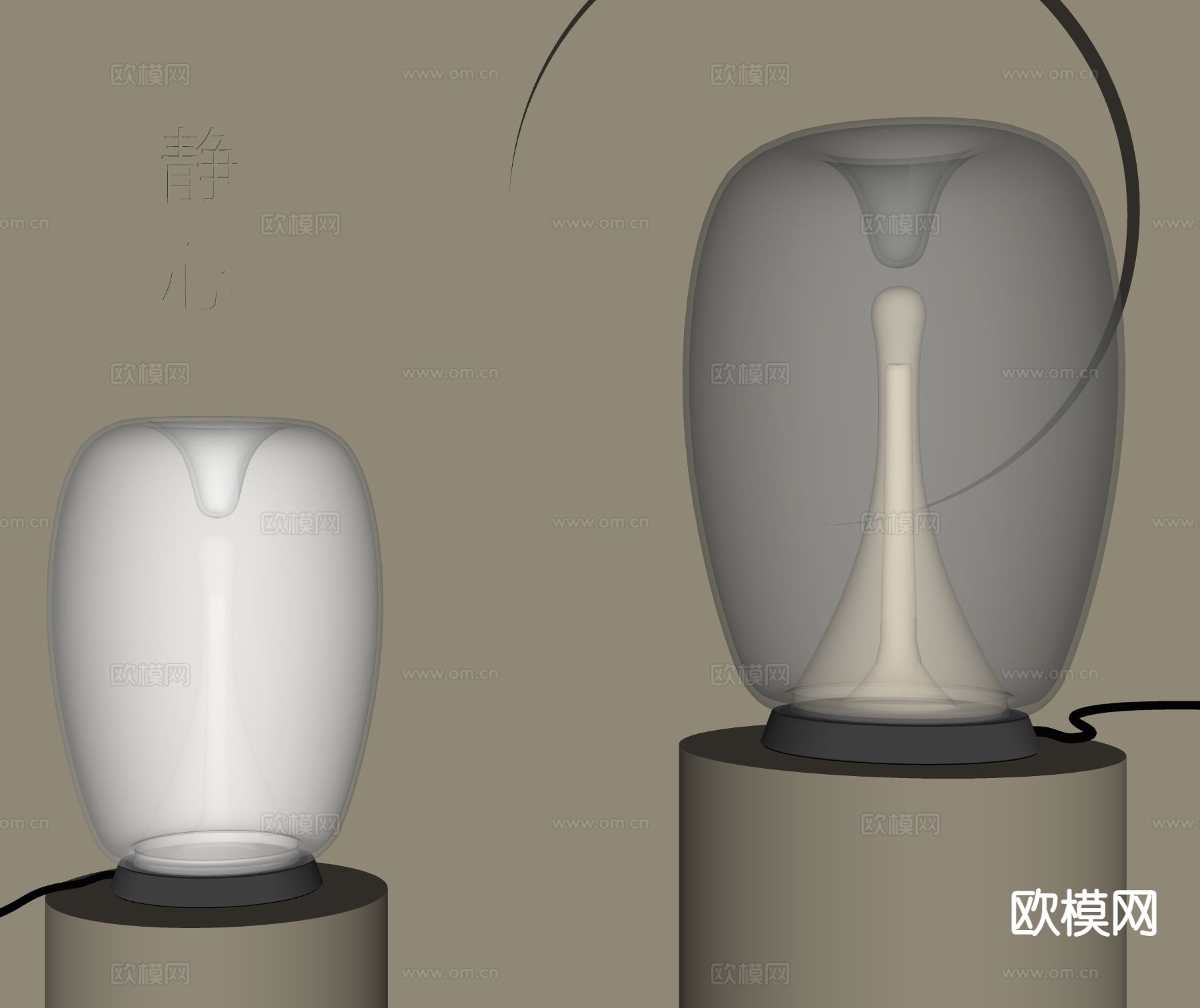 现代玻璃台灯su模型