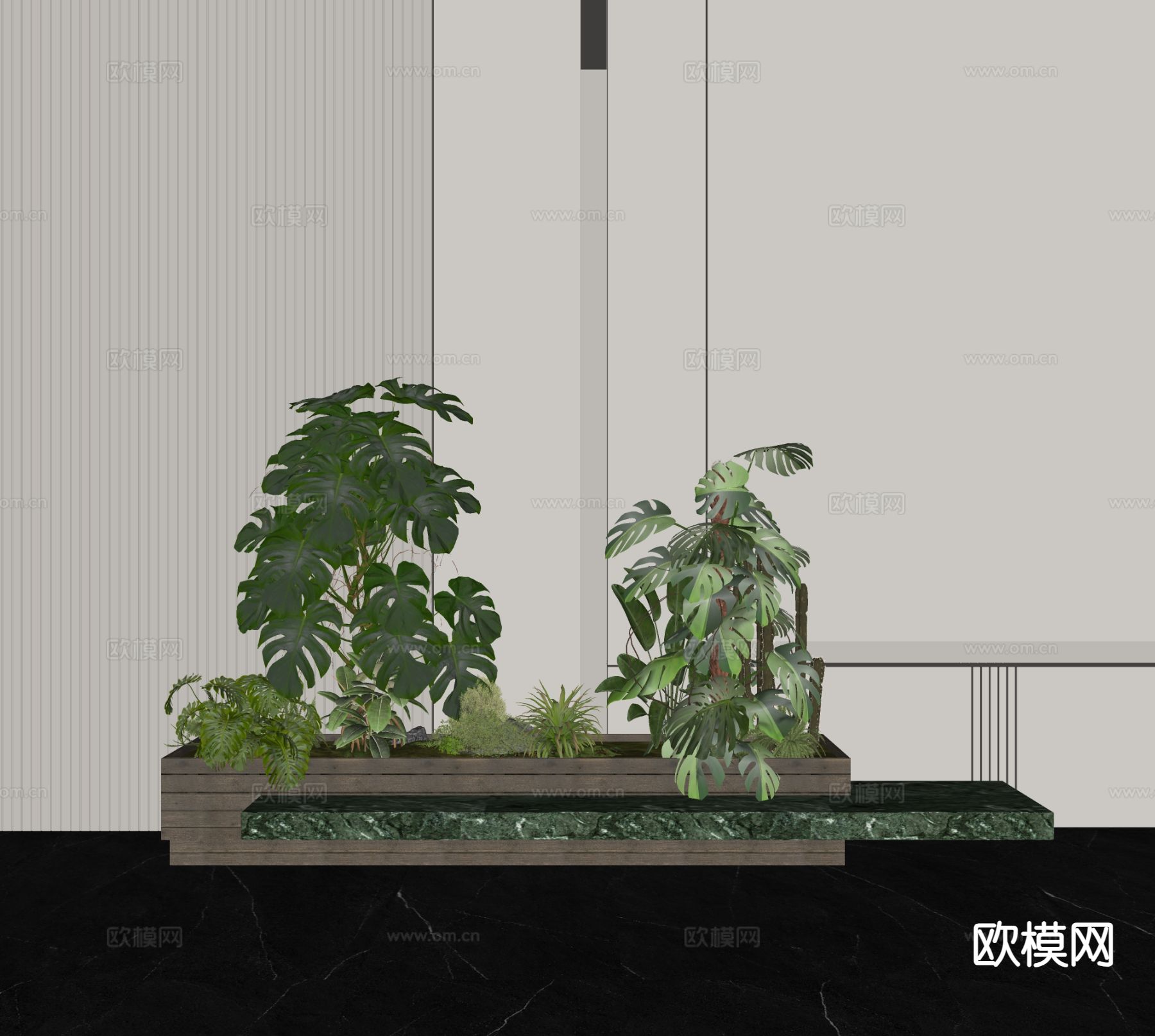 现代植物堆 花坛su模型下载（渲染图1）
