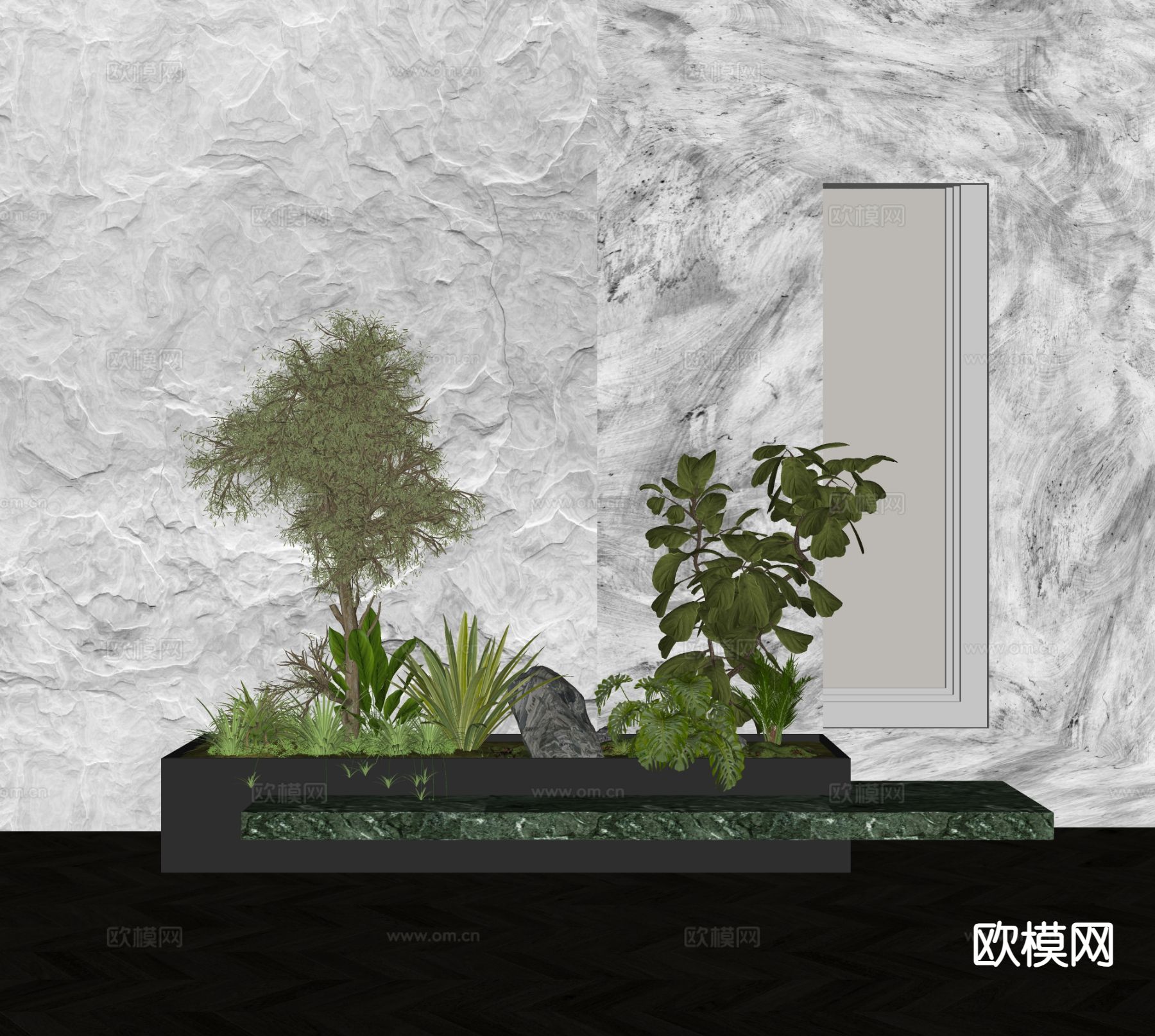 现代植物堆 花坛su模型下载（渲染图1）