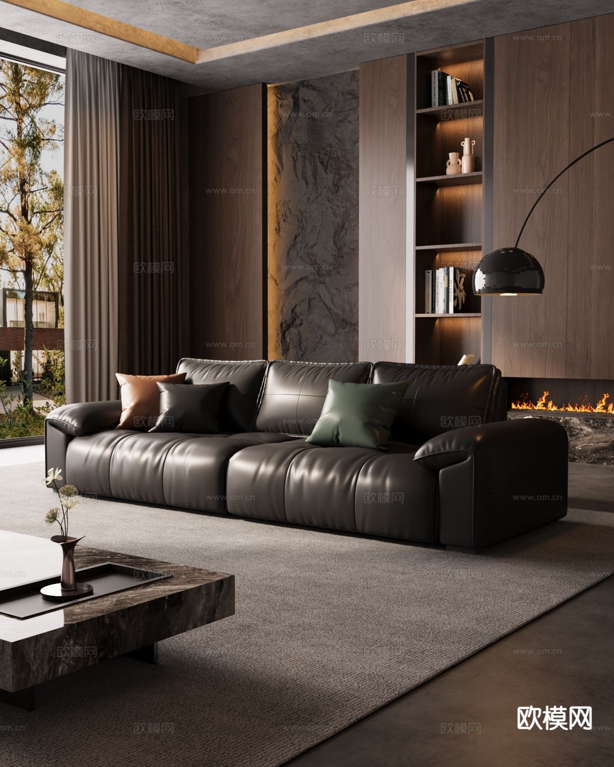 意式多人沙发su模型下载（渲染图2）