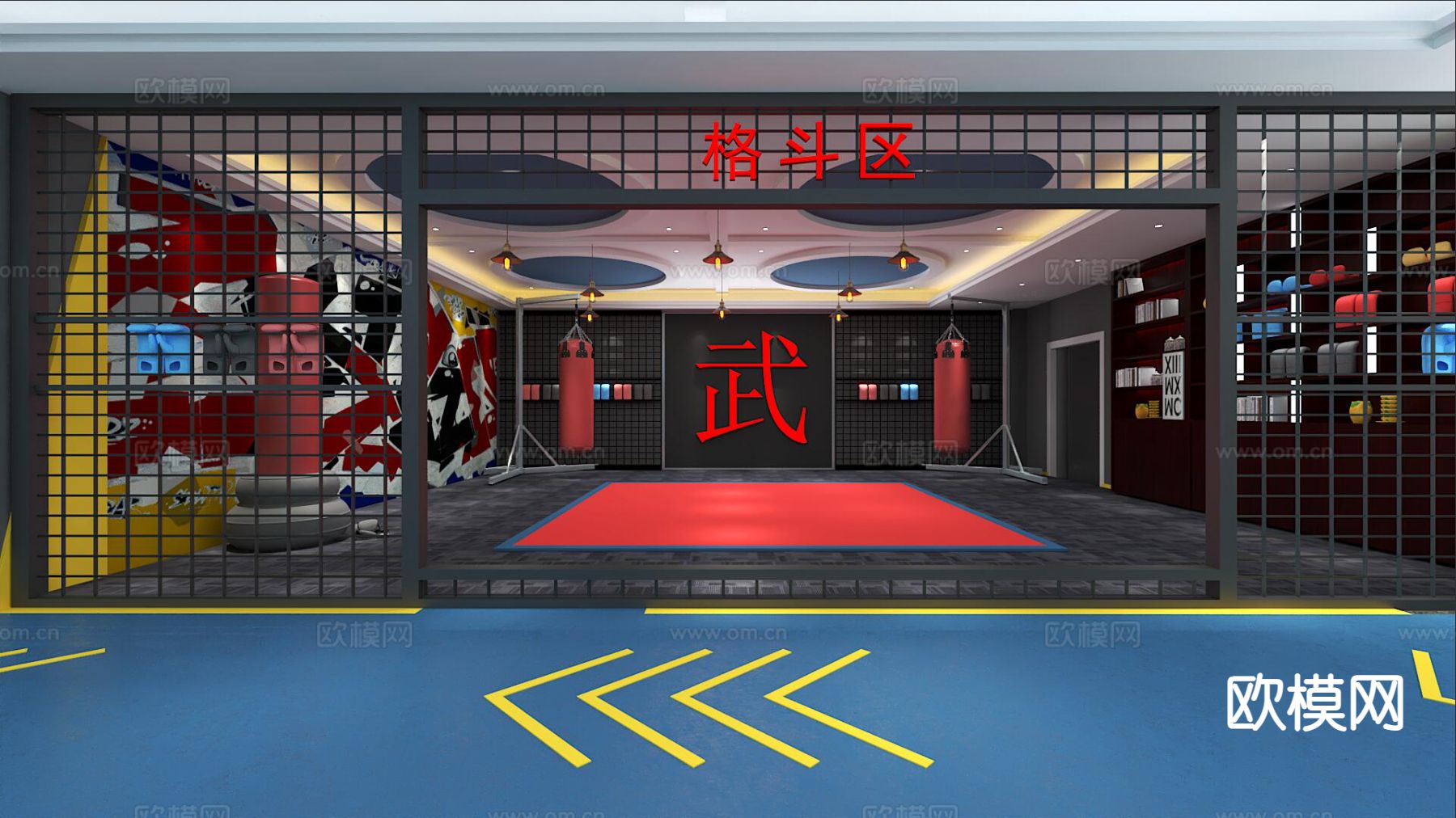 拳击馆 格斗馆 健身房3d模型下载（渲染图1）