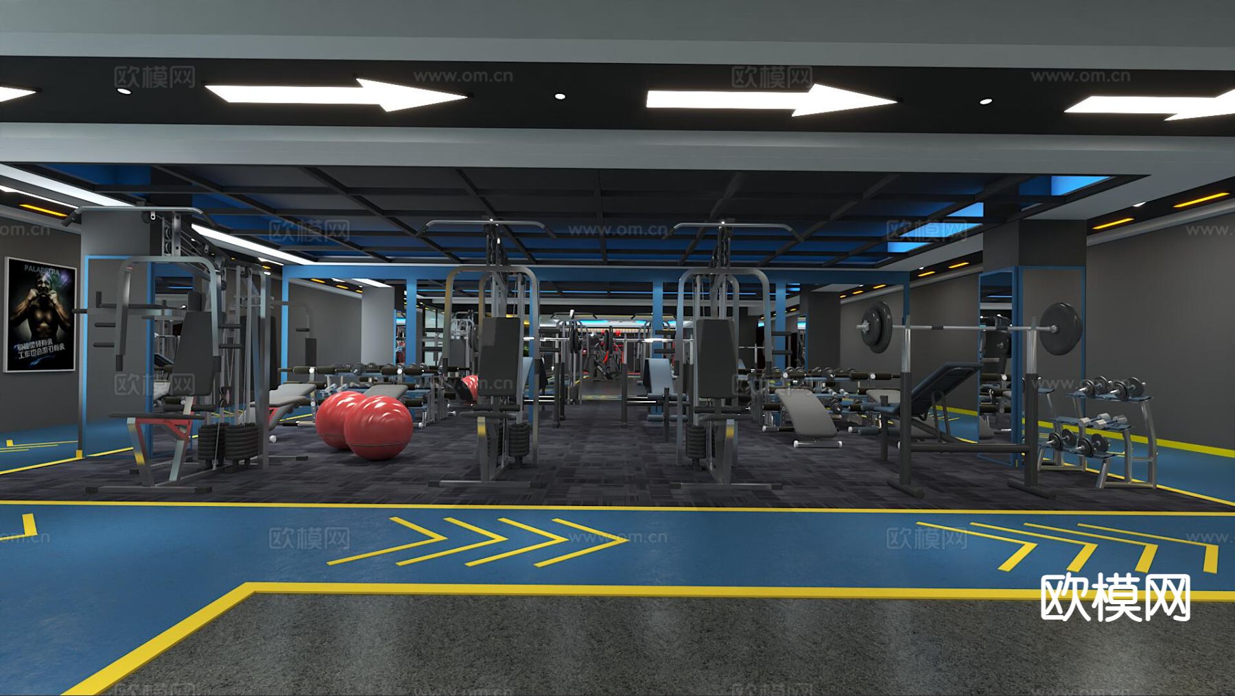拳击馆 格斗馆 健身房3d模型下载（渲染图2）
