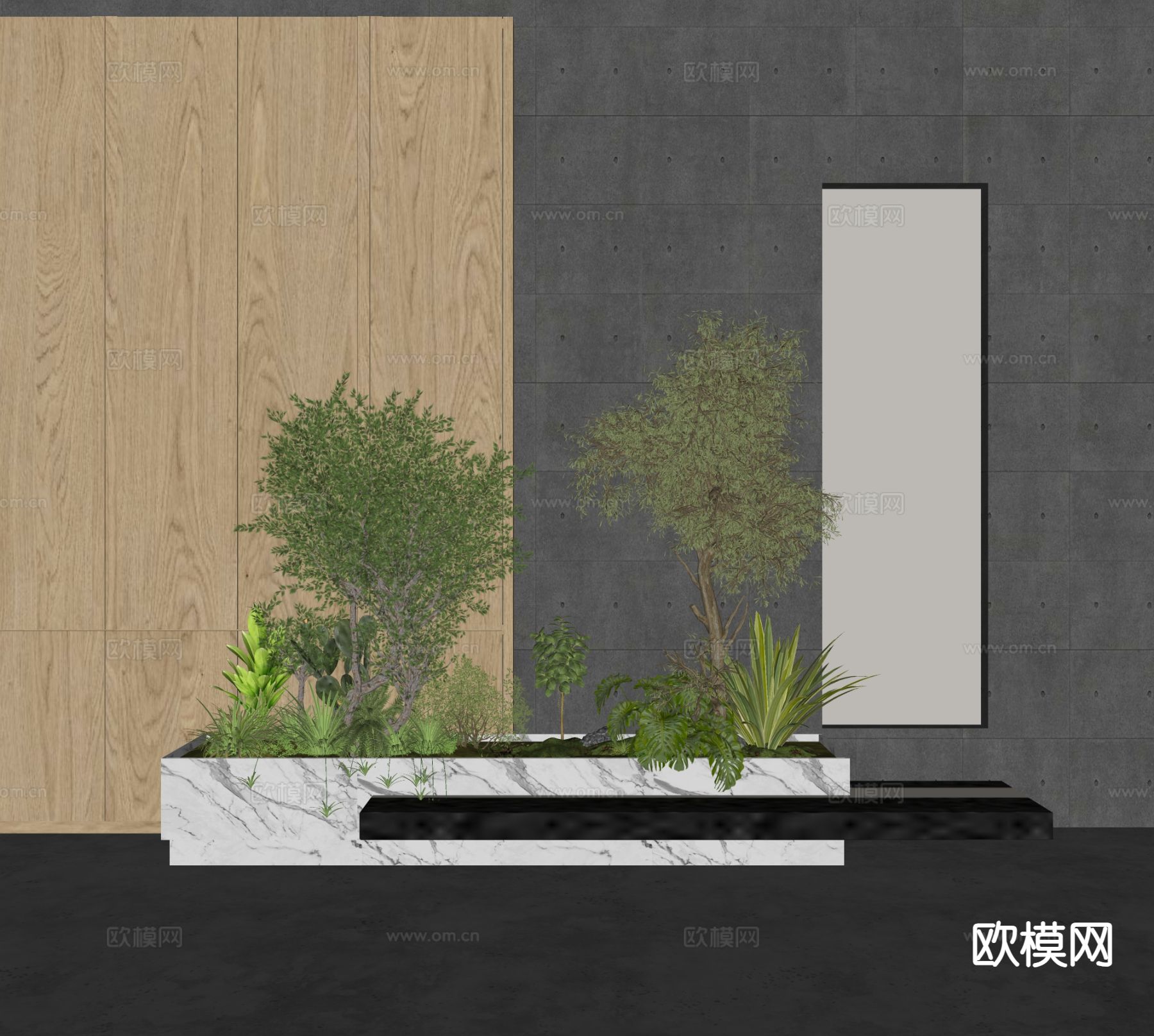 现代植物堆 花坛su模型下载（渲染图1）