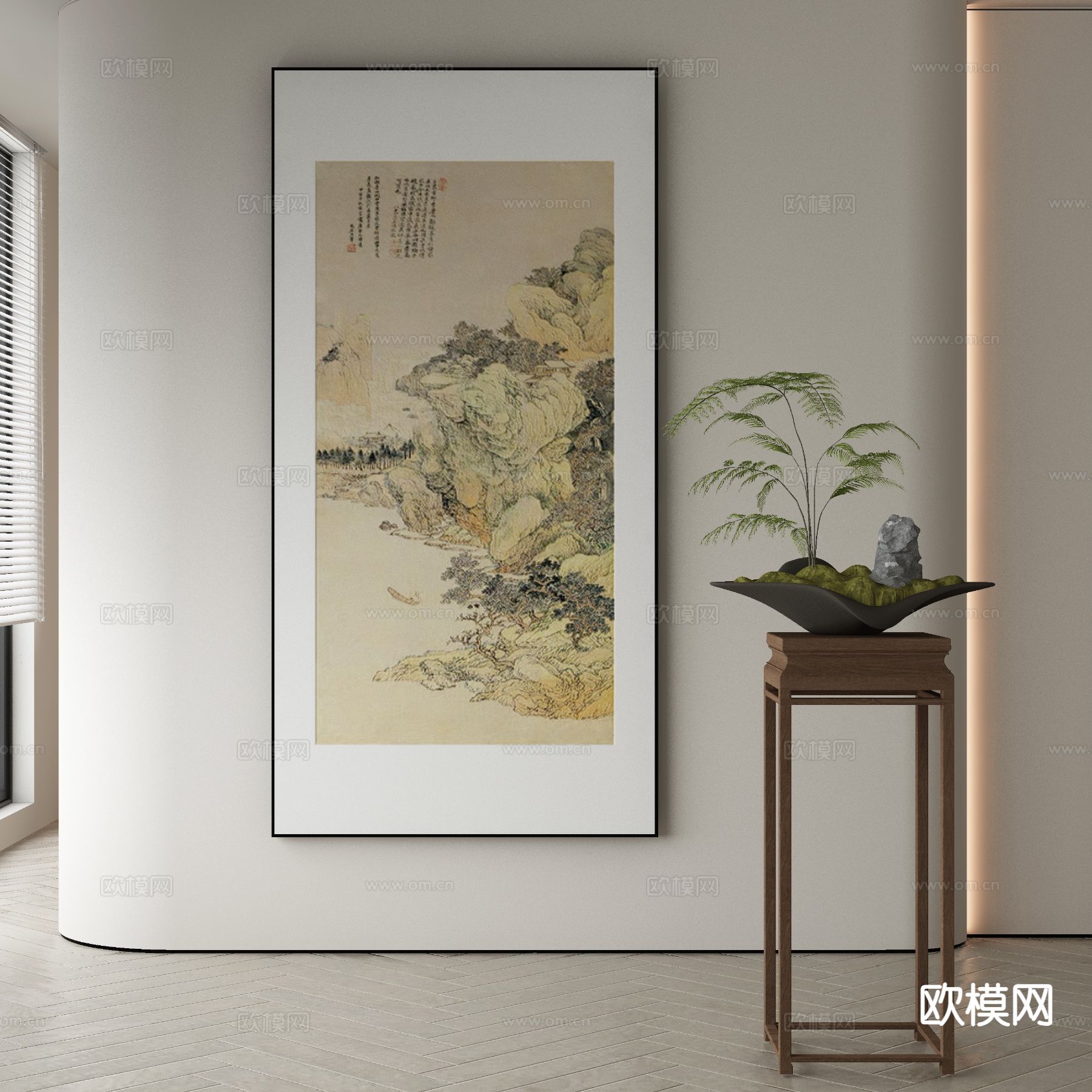 新中式山水画 装饰画 挂画3d模型